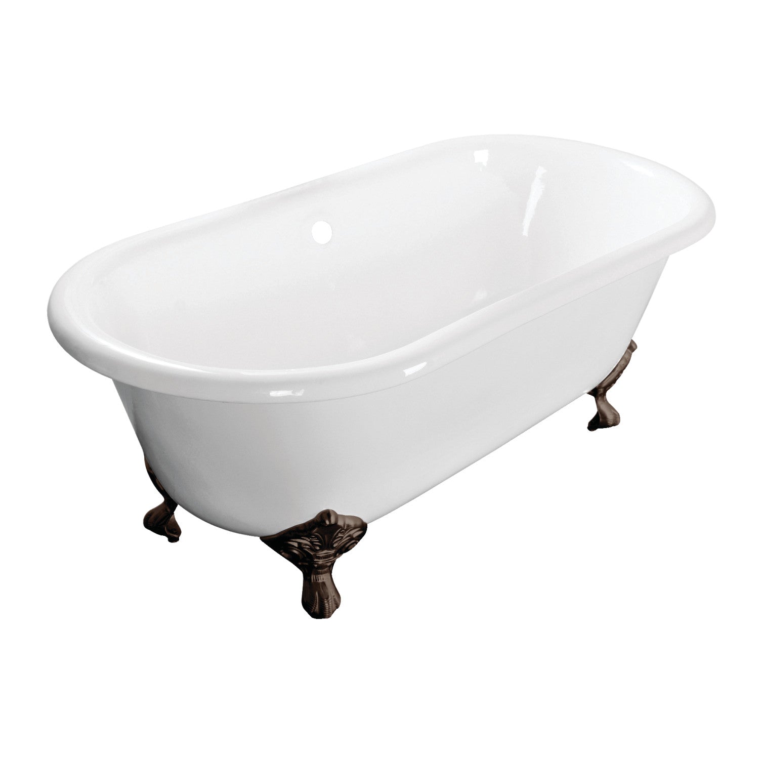 Aqua Eden 60 Inch White Cast Iron Clawfoot Bathtub - Oil Rubbed Bronze Double Ended Oval Tub for Vintage Bathroom (No Faucet Drillings) | Perfect for Master Bathroom, Spa Retreat & Luxury Home Renovation