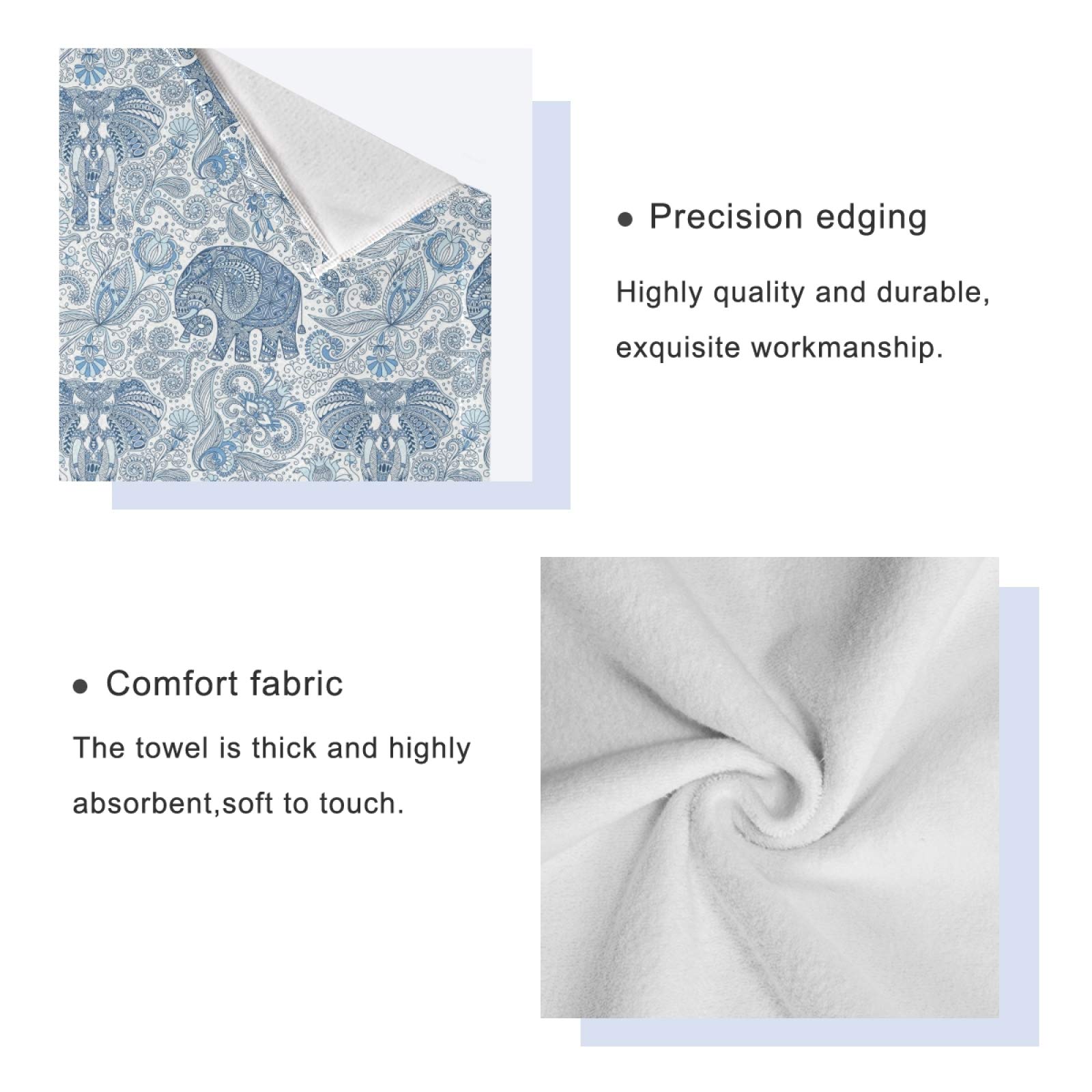 Qilmy Paisley Ethnic Elephant Totem Bath Towel Set - Ultra Absorbent & Soft 3-Piece Towels for Home & Hotel Decor | Perfect for Spa, Bathroom, and Guest Use