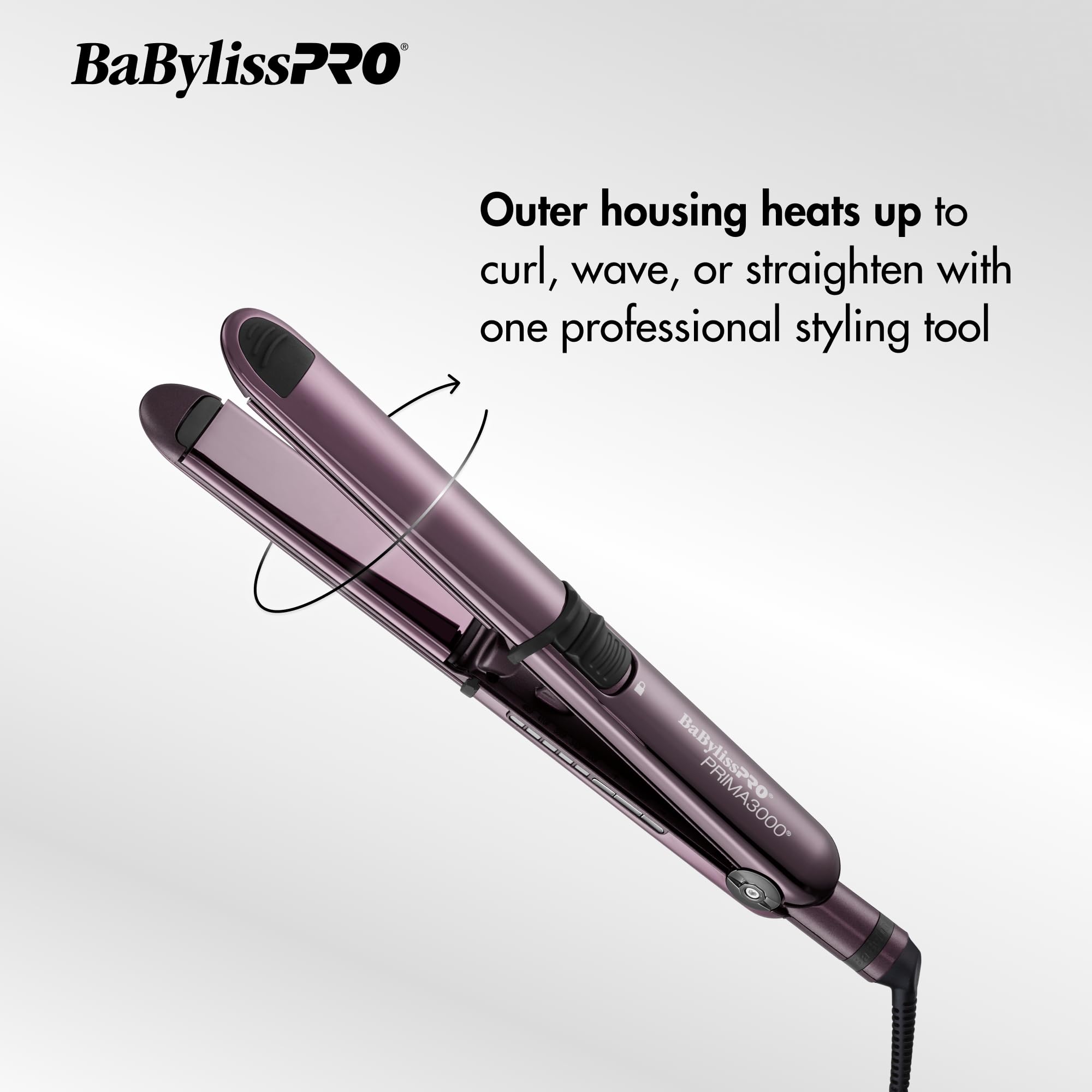 BaBylissPRO Nano Titanium Prima Ionic Hair Straightener - Professional Flat Iron for Curling & Straightening Hair | Salon-Quality Styling for Smooth, Shiny Hair at Home or On-The-Go