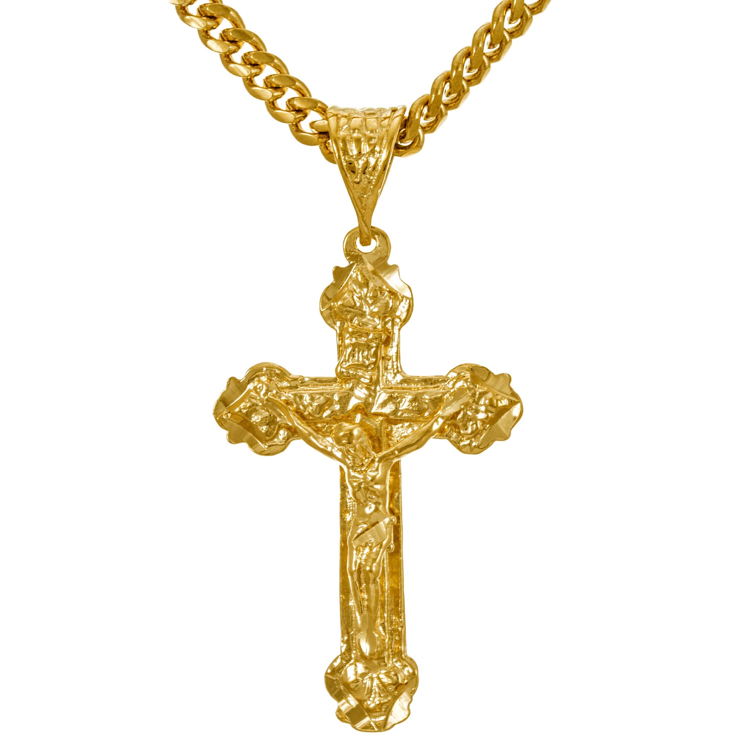LIFETIME JEWELRY 24K Gold Plated Crucifix Cross Necklace for Women & Men - Perfect for Gifts, Weddings & Religious Occasions