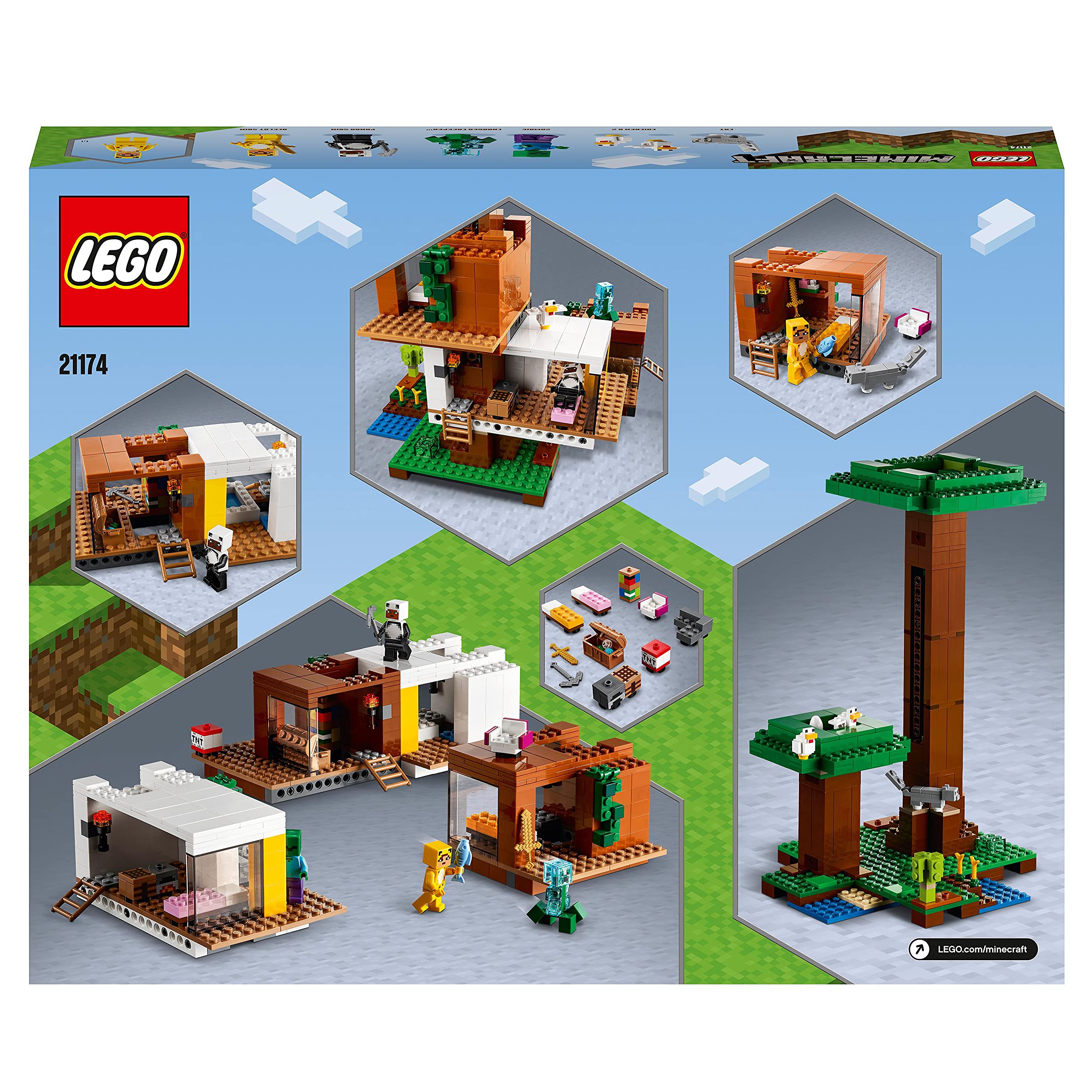 LEGO 21174 Minecraft The Modern Treehouse Building Kit - Creative Construction Toy with Creeper Figure, Collectible Model for Kids, Boys & Girls | Perfect for Minecraft Fans, Birthday Gifts & STEM Learning Activities