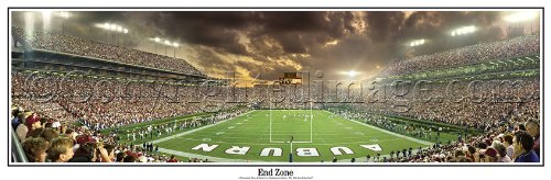Alabama vs Auburn Iron Bowl NCAA Football Panoramic Poster 13.5x39 - Jordan-Hare Stadium End Zone Wall Art with Black Metal Frame #5006 | Perfect for Game Room, Sports Bar & College Football Fan Decor