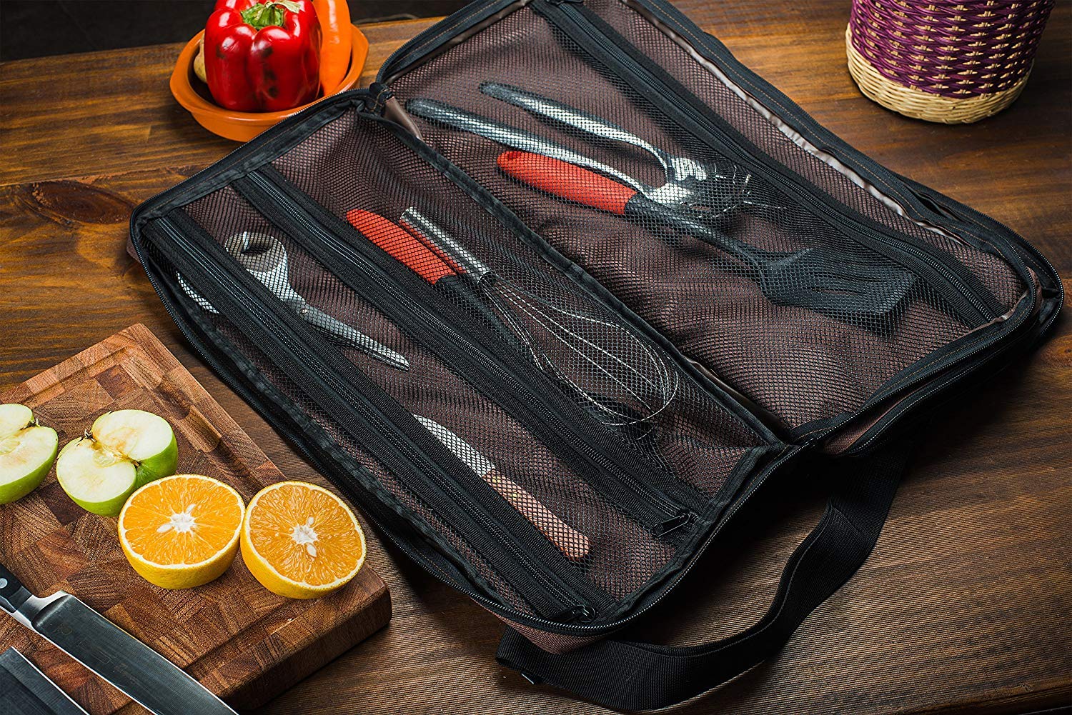 EVERPRIDE Professional 10-Piece Knife Bag Set with Edge Guards - Heavy Duty Chef Knife Roll Holds 20 Knives & Kitchen Tools - Felt-Lined BPA-Free Knife Sheaths (Knives Not Included) - Perfect for Chefs, Culinary Students & Home Cooks
