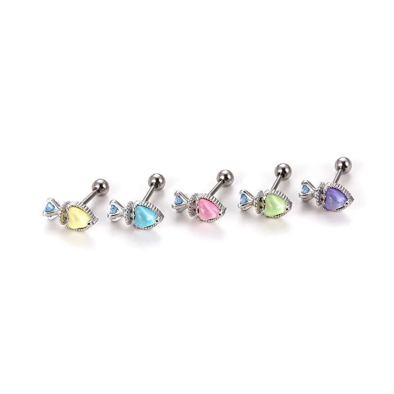 20G Cartilage Tiny Stud Earrings - Heart & Conch Helix Studs for Women | HSPJ800 | Perfect for Daily Wear, Parties & Gifts