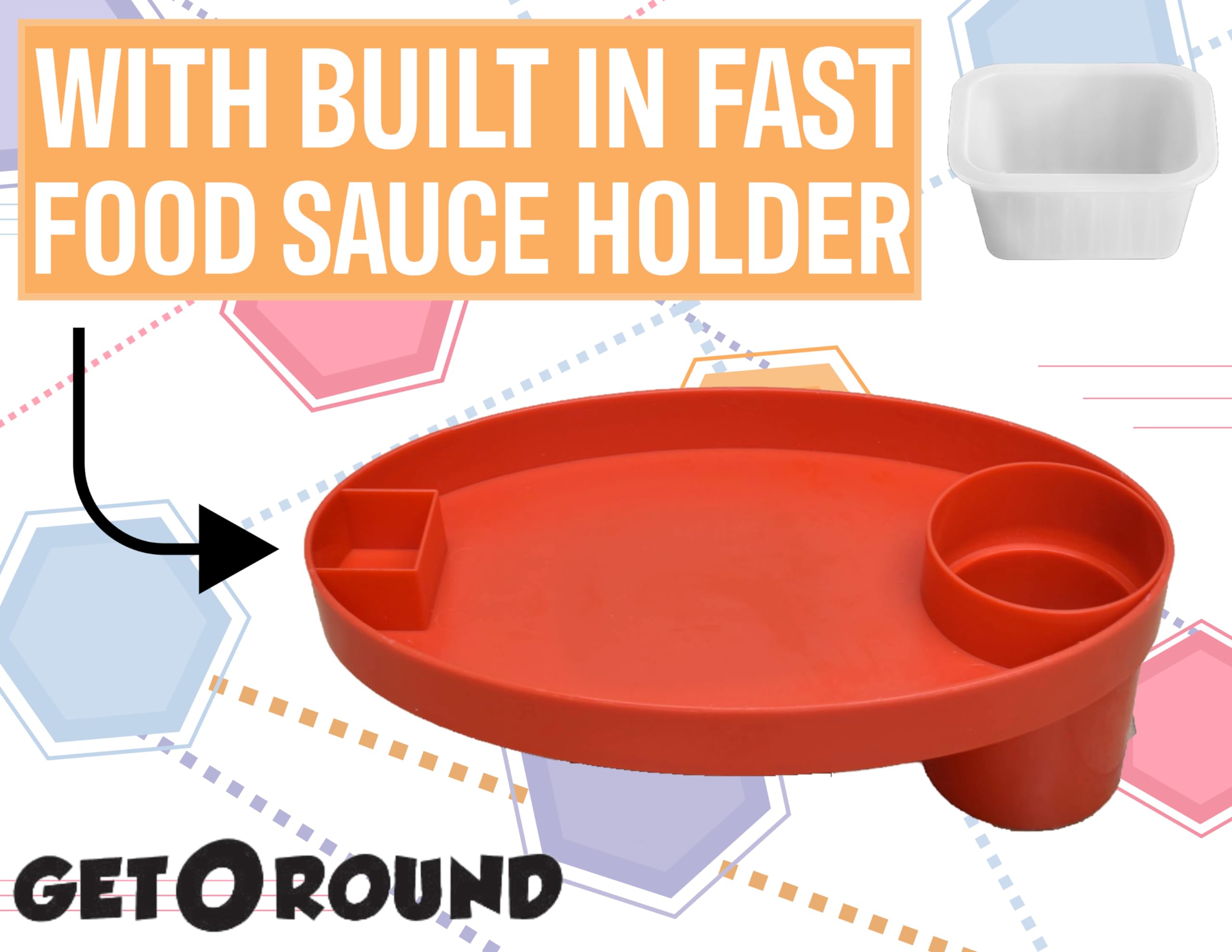 Kids Travel Tray for Car Seat - Toddler Snack Tray with Cup Holder & Sauce Container | Portable Car Seat Organizer for Snacks, Toys & Activities | Perfect for Road Trips & Family Travel (Red)