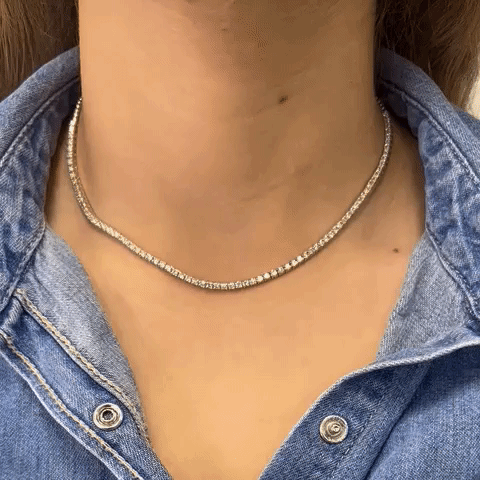 HalfWay Diamond Tennis Necklace 3.50 Carat - 2mm 14K Gold 4-Prong Setting for Women | Perfect for Weddings, Anniversaries & Special Occasions