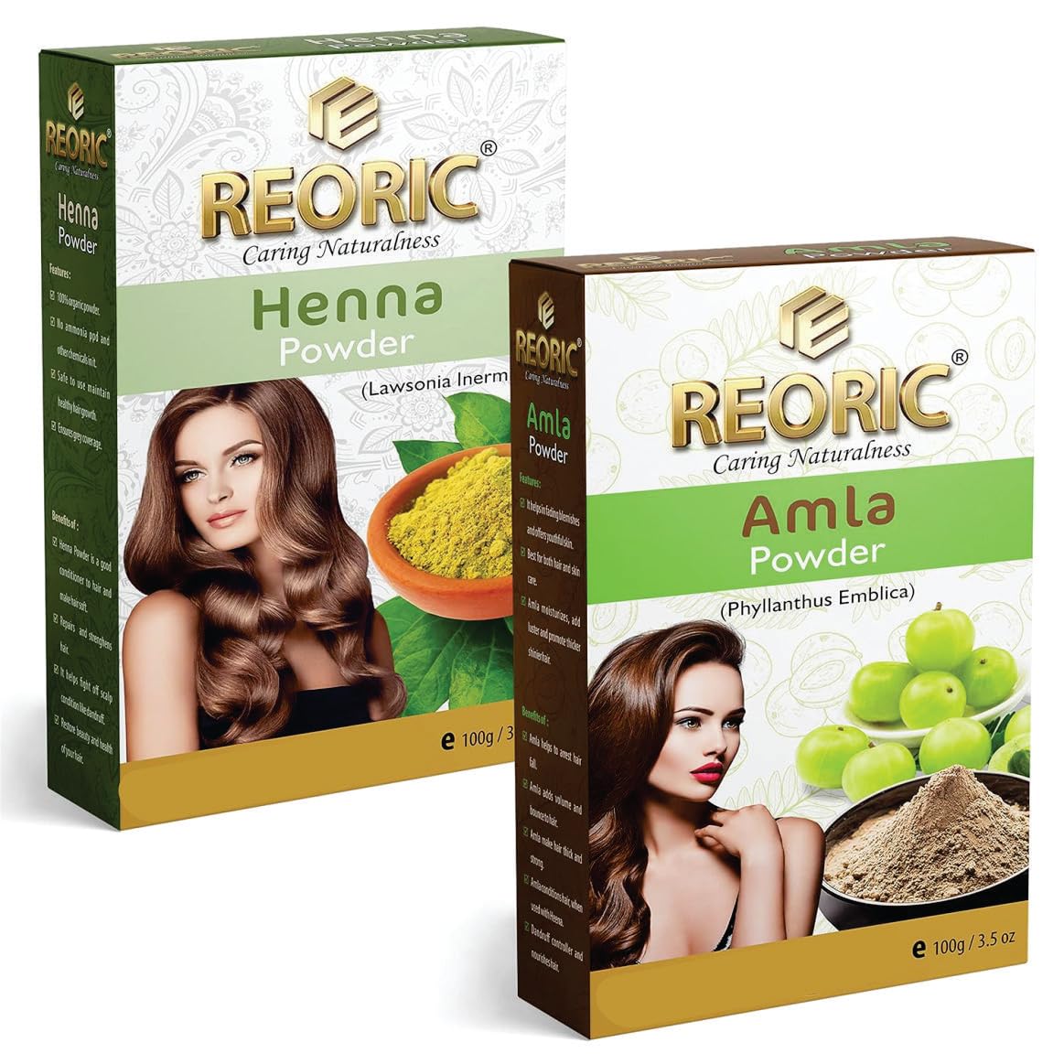 Organic Amla Powder & Natural Henna Powder for Hair - Chemical-Free Hair Dye for Women | Ammonia-Free Herbal Hair Color | 200g (Pack of 2) | Promotes Hair Growth & Gray Coverage | Perfect for Natural Hair Care & DIY Beauty Treatments
