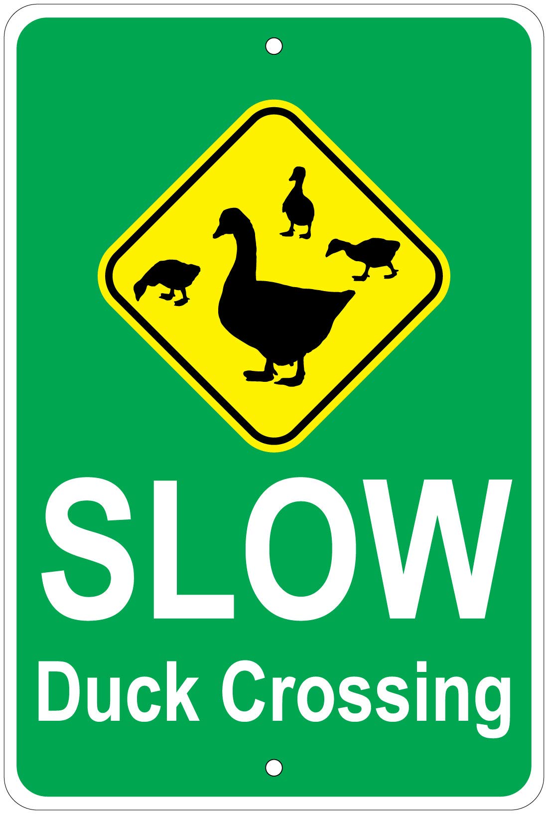 Duck Crossing Sign - 8x12 Inch Aluminum Road Warning Sign for Slow Traffic & Wildlife Safety - Perfect for Wetlands, Parks & Rural Areas