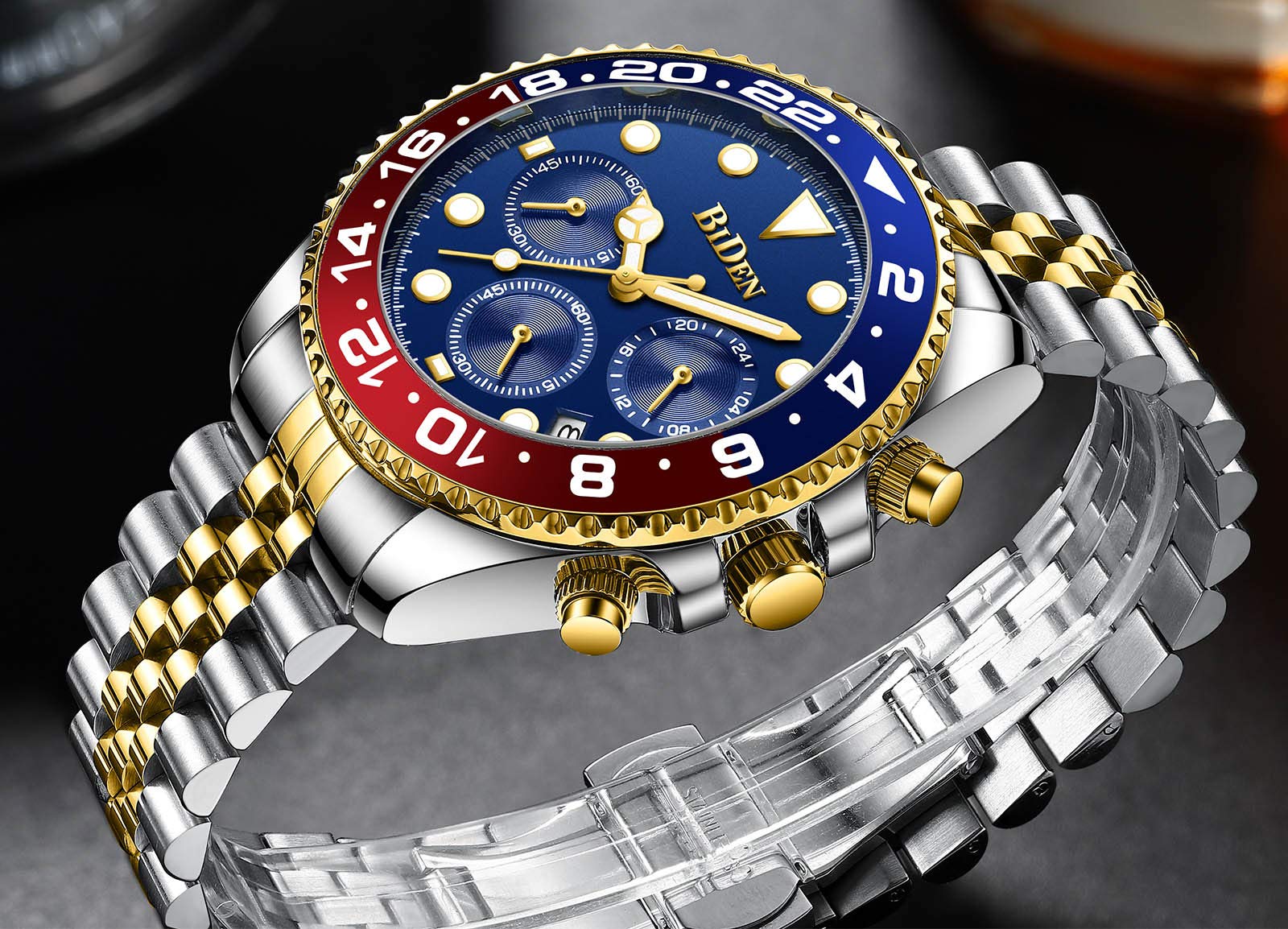 FANMIS Men's Luxury Wrist Watch - Luminous Chronograph Analog Quartz Stainless Steel Waterproof Fashion Watch for Business, Casual & Outdoor Activities