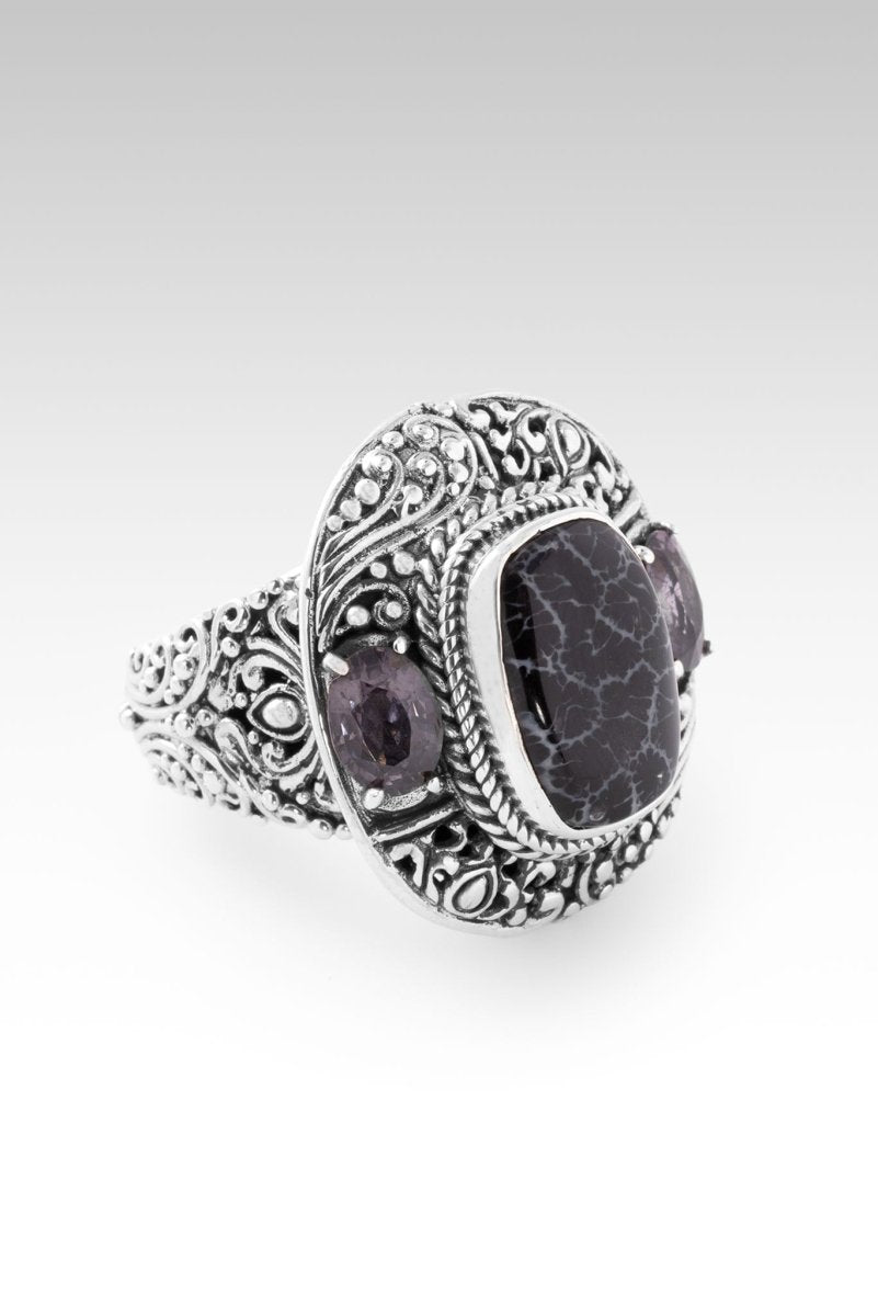 Grace Given Ring™ - Black Indonesian Coral & Berry Spinel Gemstone Jewelry for Women - Perfect for Weddings, Anniversaries & Special Occasions