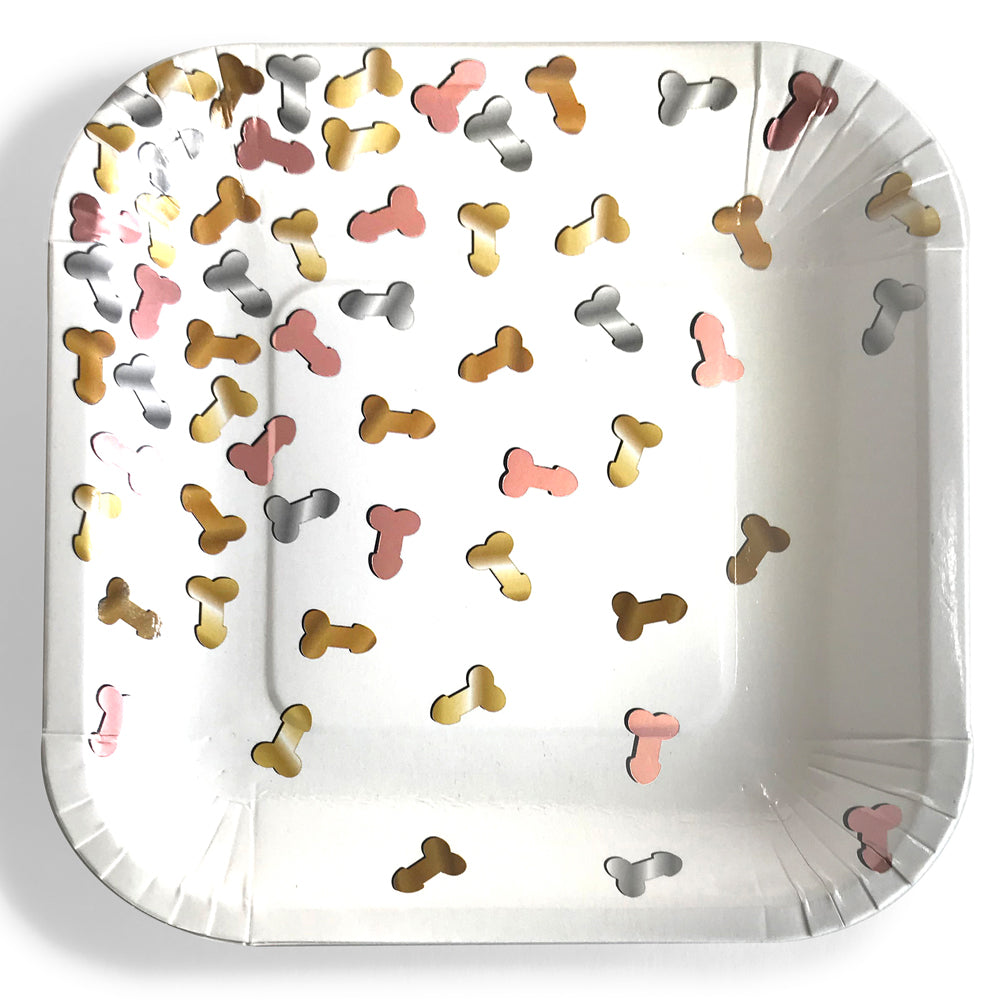 Glitterati Disposable Penis Party Paper Plates - 8 Pack for Bachelorette Parties, Adult Birthday Celebrations & Themed Events