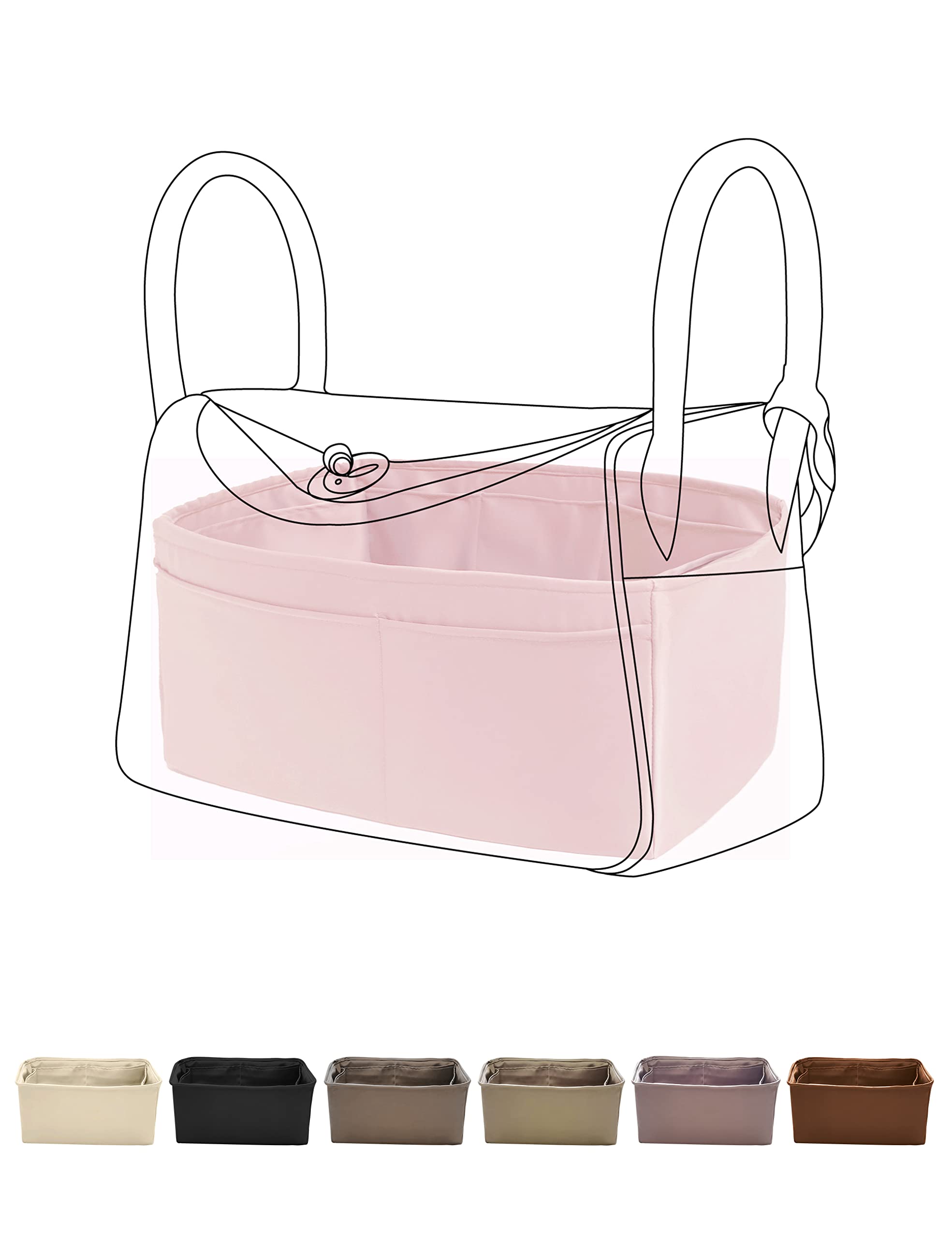 DGAZ Luxury Silk Purse Organizer Insert for Lindy 19/26/30/34 Bags - Handbag & Tote Shaper, Pink (LD26) | Perfect for Travel, Work & Everyday Use