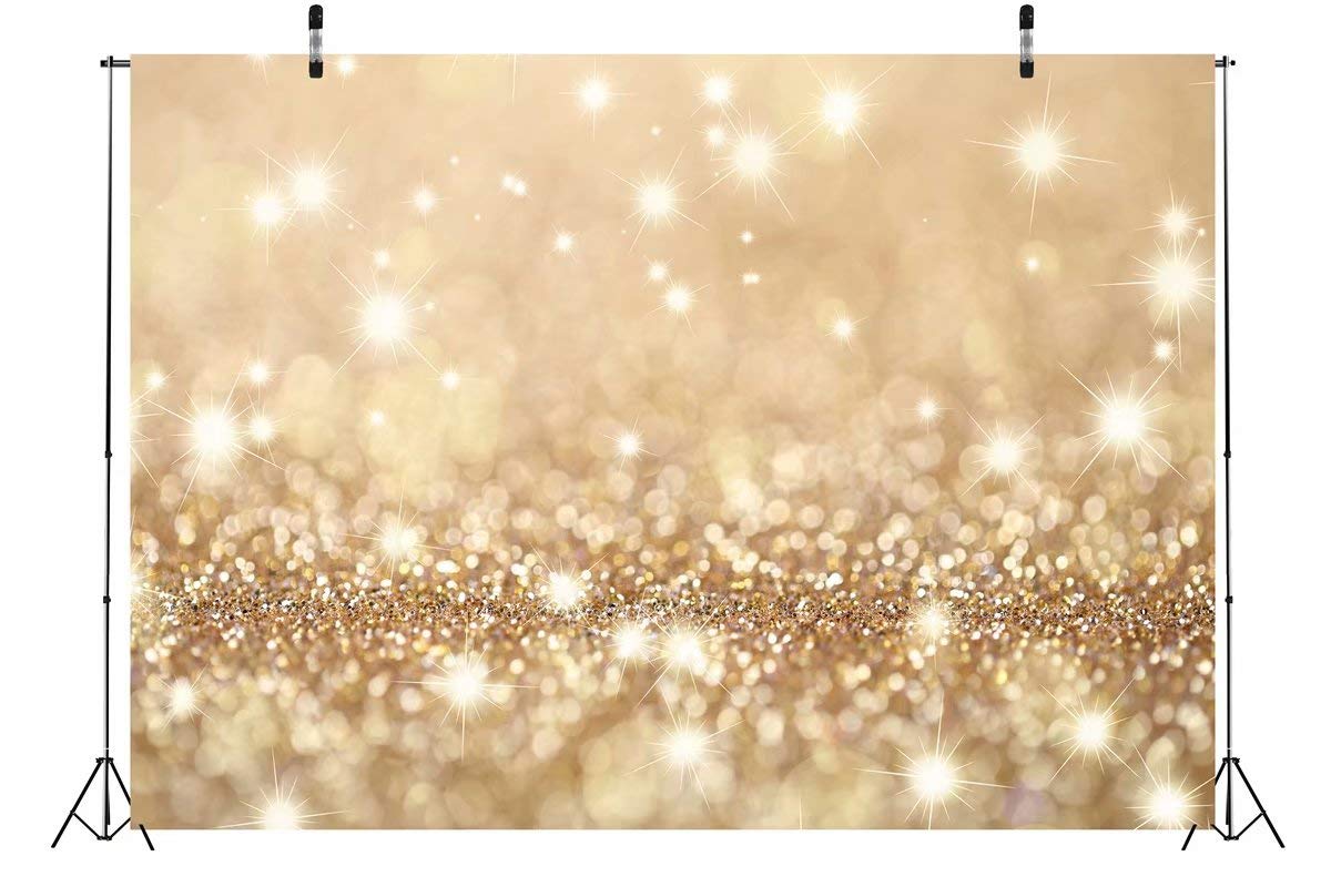BELECO 8x6ft Golden Glitter Photography Backdrop - Bokeh Gold Fabric Background for Holiday Parties, Birthday Celebrations, Wedding Photos & Kids Baby Shoots | Perfect for Christmas, New Year & Special Events