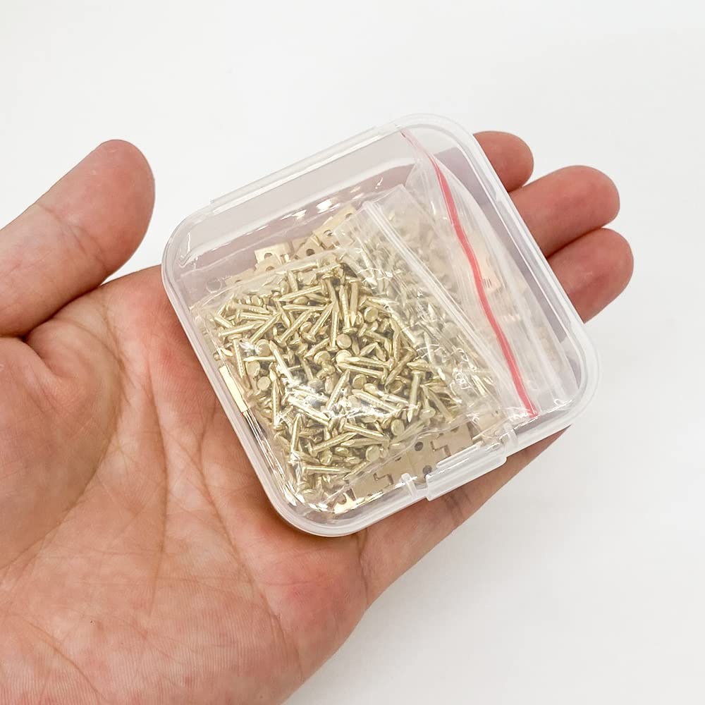 100Pcs Mini Brass Hinges 10x8mm - Tiny Gold Hinges for Miniature Furniture, Wooden Jewelry Box, Dollhouse Cabinet & DIY Crafts - 180 Degree Rotation with Mounting Nails - Perfect for Small Woodworking Projects, Model Making and Home Decor Accessories