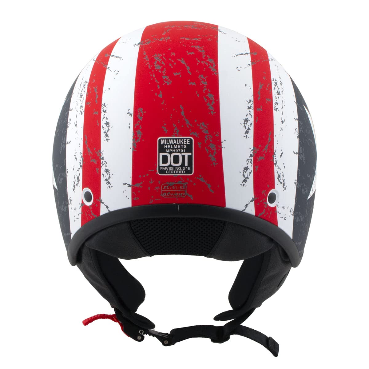 Milwaukee MPH9701DOT Maverick 3/4 Open Face Motorcycle Helmet - DOT Approved, Stars & Stripes Design, Large Size for Men - Perfect for Cruiser, Touring & Street Riding