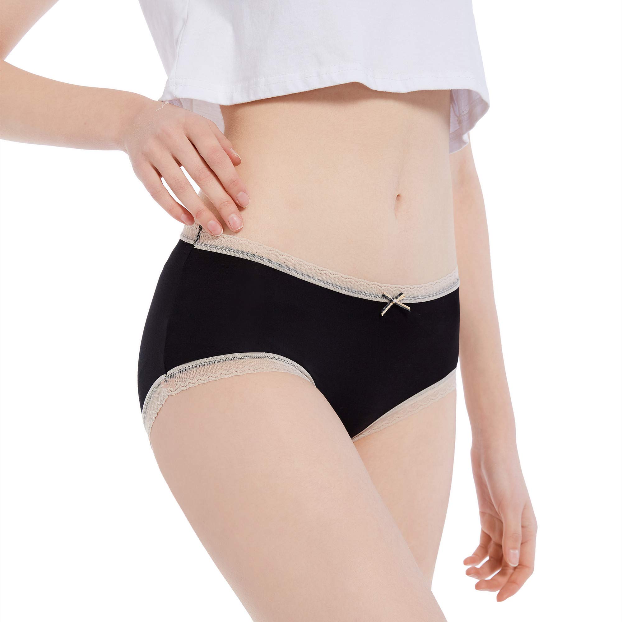 Organic Cotton Women's Panties with Lace Trim - Ultra Soft, Breathable & Comfortable Modal Underwear - Perfect for Everyday Wear, Yoga & Sleep