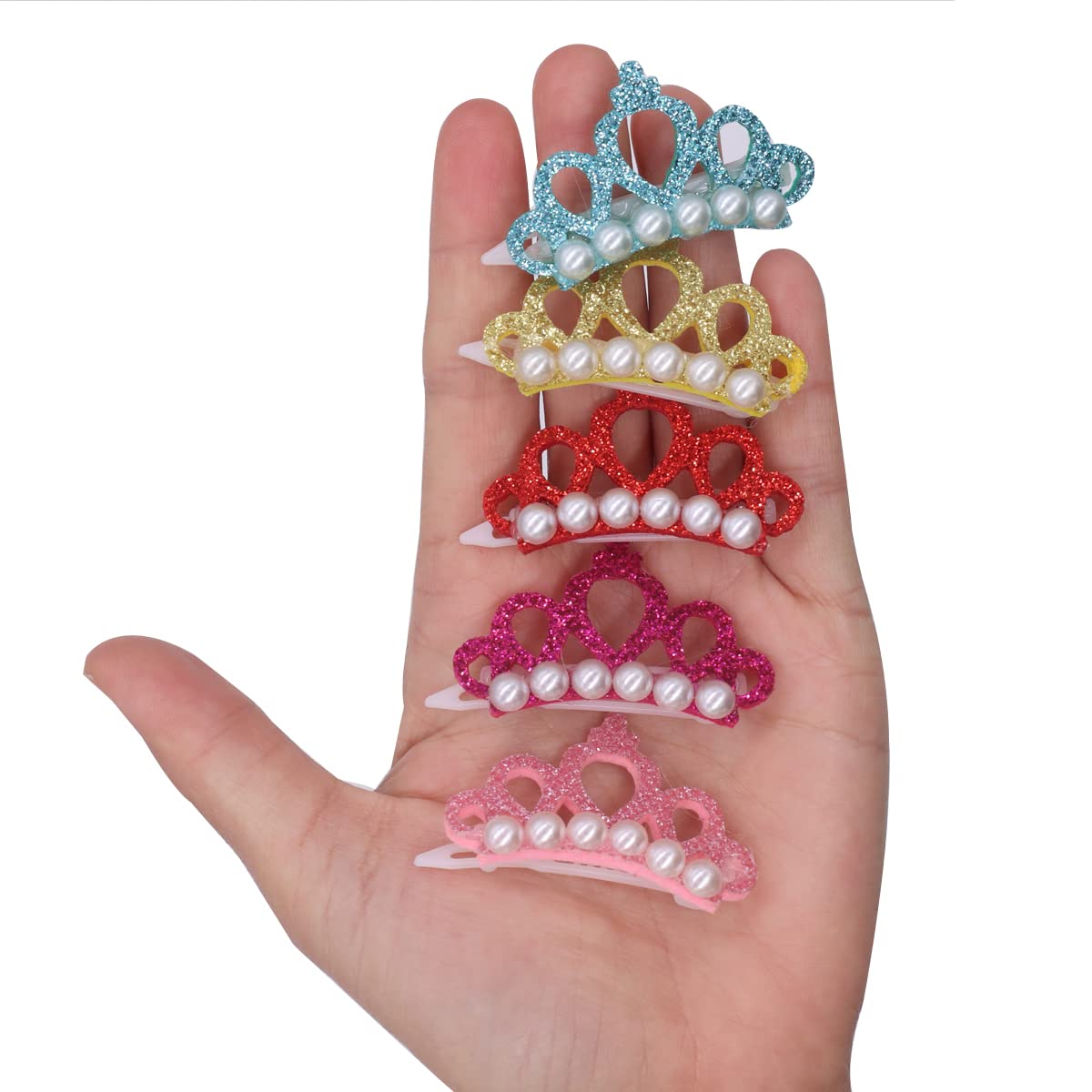 Wepetyo 20 PCS Mixed Color Pet Crown Hair Clips - Cute Princess Hairpins for Cat & Dog Grooming - Perfect for Long & Medium Hair - Great for Pet Parties, Photo Shoots & Daily Styling