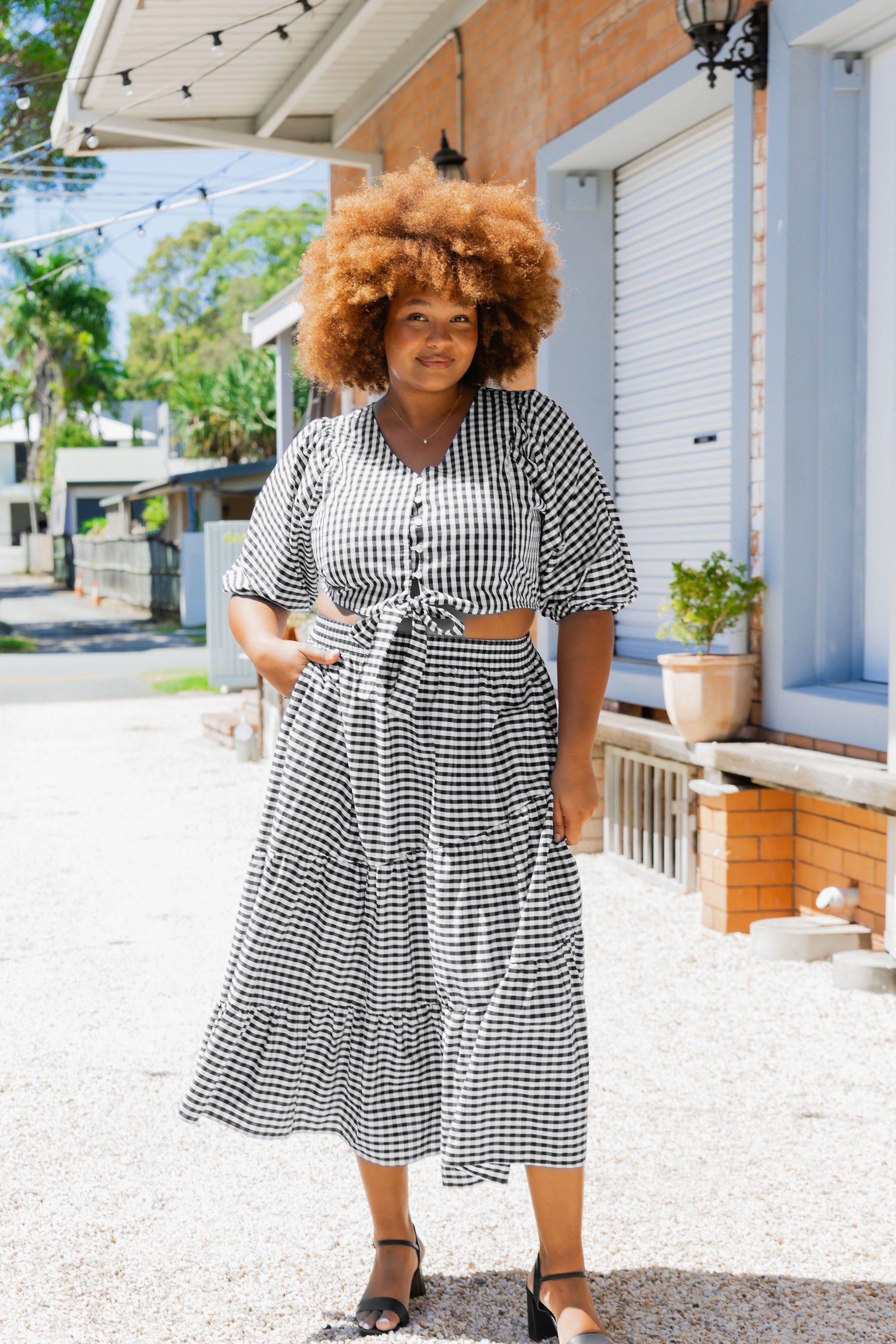 Penelope Top - Black & White Gingham Checkered Blouse for Women | Casual Summer Tops for Outing, Dating & Office Wear