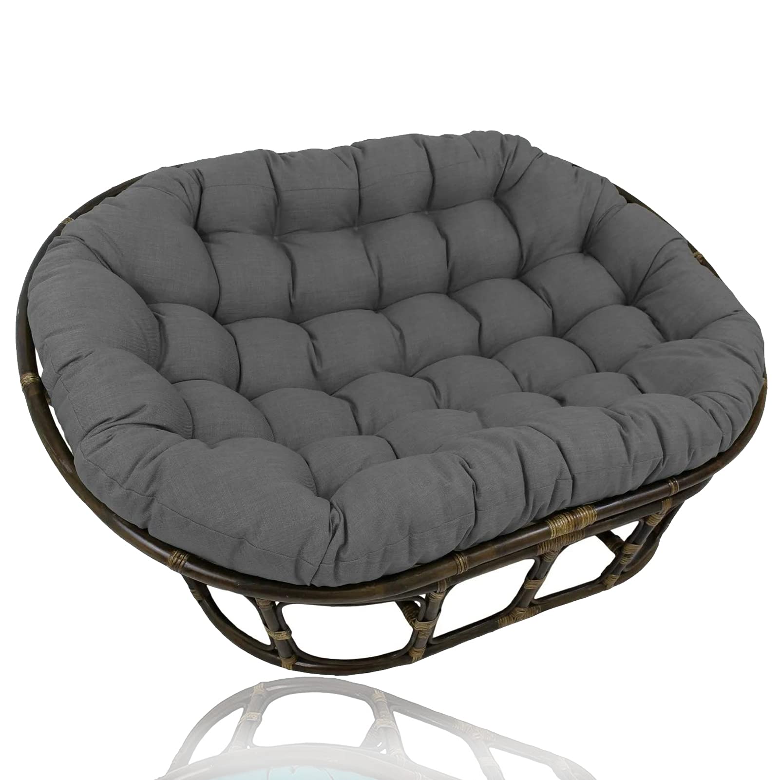 Double Oversized Papasan Chair Cushion - Egg Chair Pad for Indoor/Outdoor Hanging Chairs - Comfortable Garden Furniture Seat Cushion (Dark Gray, 65x45x6 Inches) - Perfect for Patio, Balcony & Backyard Relaxation
