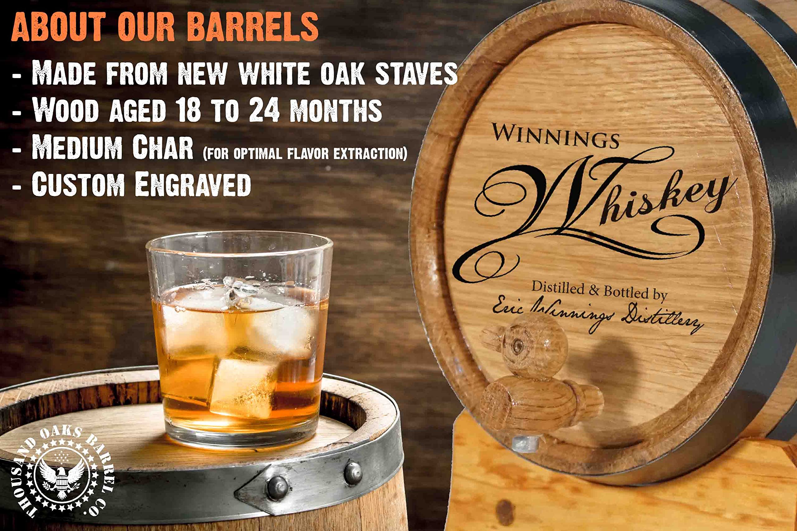 Premium American White Oak 10 Liter (2.5 Gallon) Barrel with Stand, Bung & Spigot - Home Brewing, Distilling, Wine Making & Cocktail Aging Kit for Bartenders & Enthusiasts - Perfect for Crafting Whiskey, Bourbon, Wine & Specialty Cocktails at Home