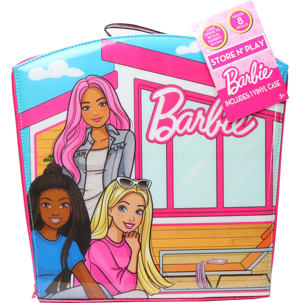 Barbie Store 'N Play Doll Storage Case with Zipper - Holds 8 Dolls | Perfect for Travel, Playdates & Toy Organization | Durable Doll Carrier for Kids & Collectors