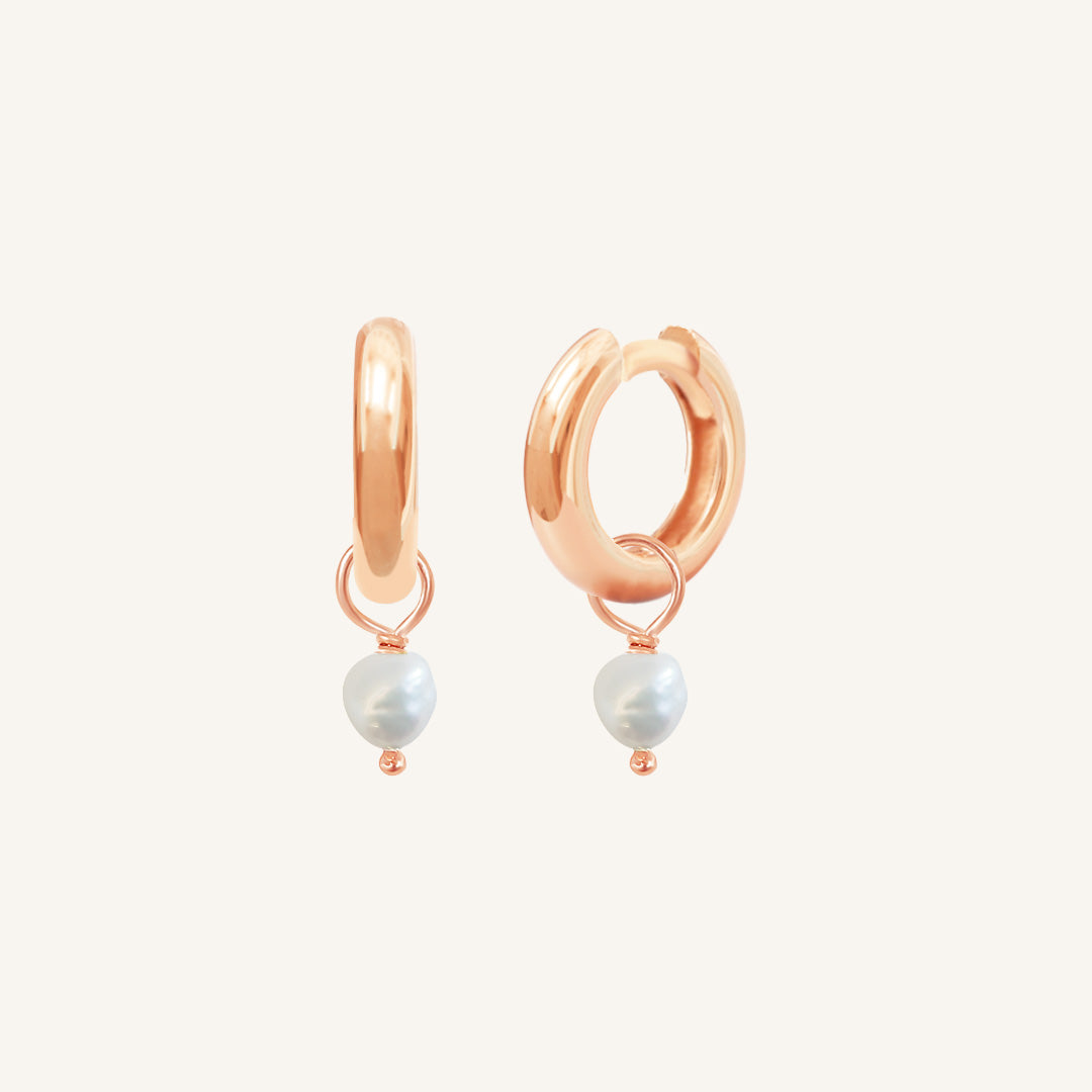 Pearl Plain Hoops Earrings - Natural Stone Jewelry for Women | Perfect for Everyday Wear, Office & Special Occasions