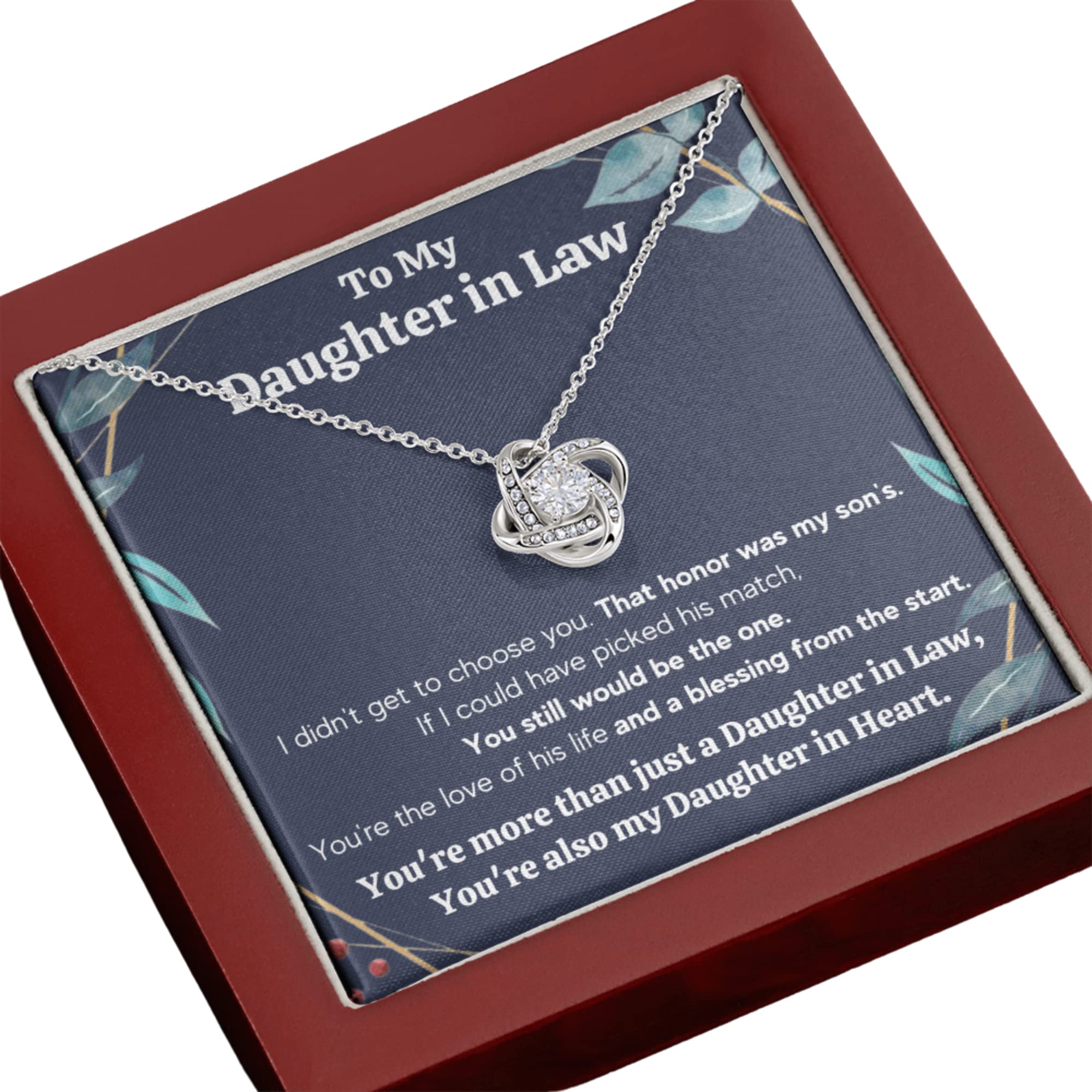 Beautiful Honor Pendant Necklace for Daughter-in-Law - Thoughtful Mother-in-Law Gift with Message Card & LED Gift Box - Perfect Birthday, Wedding, or Christmas Present for Bonus Daughter-in-Law Jewelry