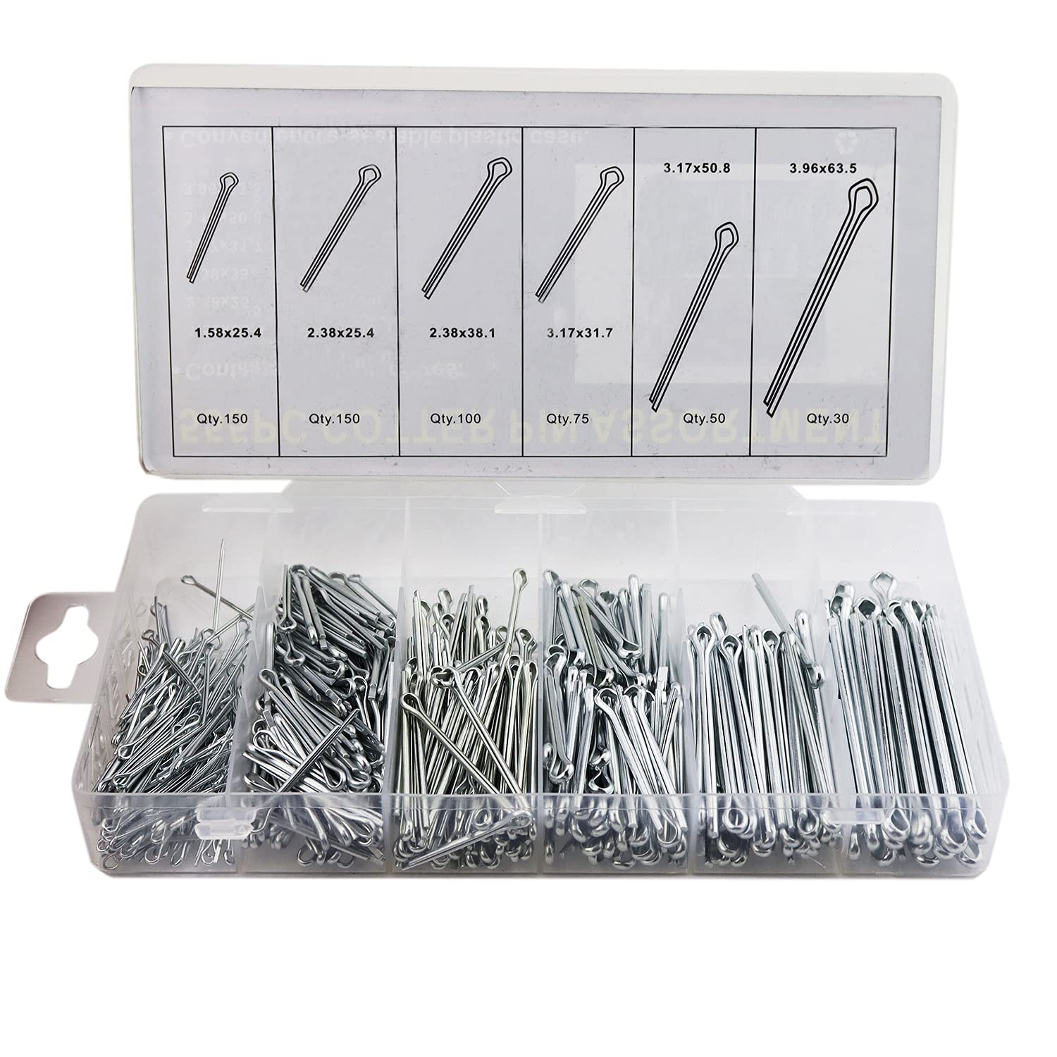 555Pcs Split Cotter Pins Kit - Stainless Steel Tractor & Mechanical Fastener Clips Assortment with Storage Case | for Automotive, Machinery, DIY Projects & Heavy-Duty Fastening