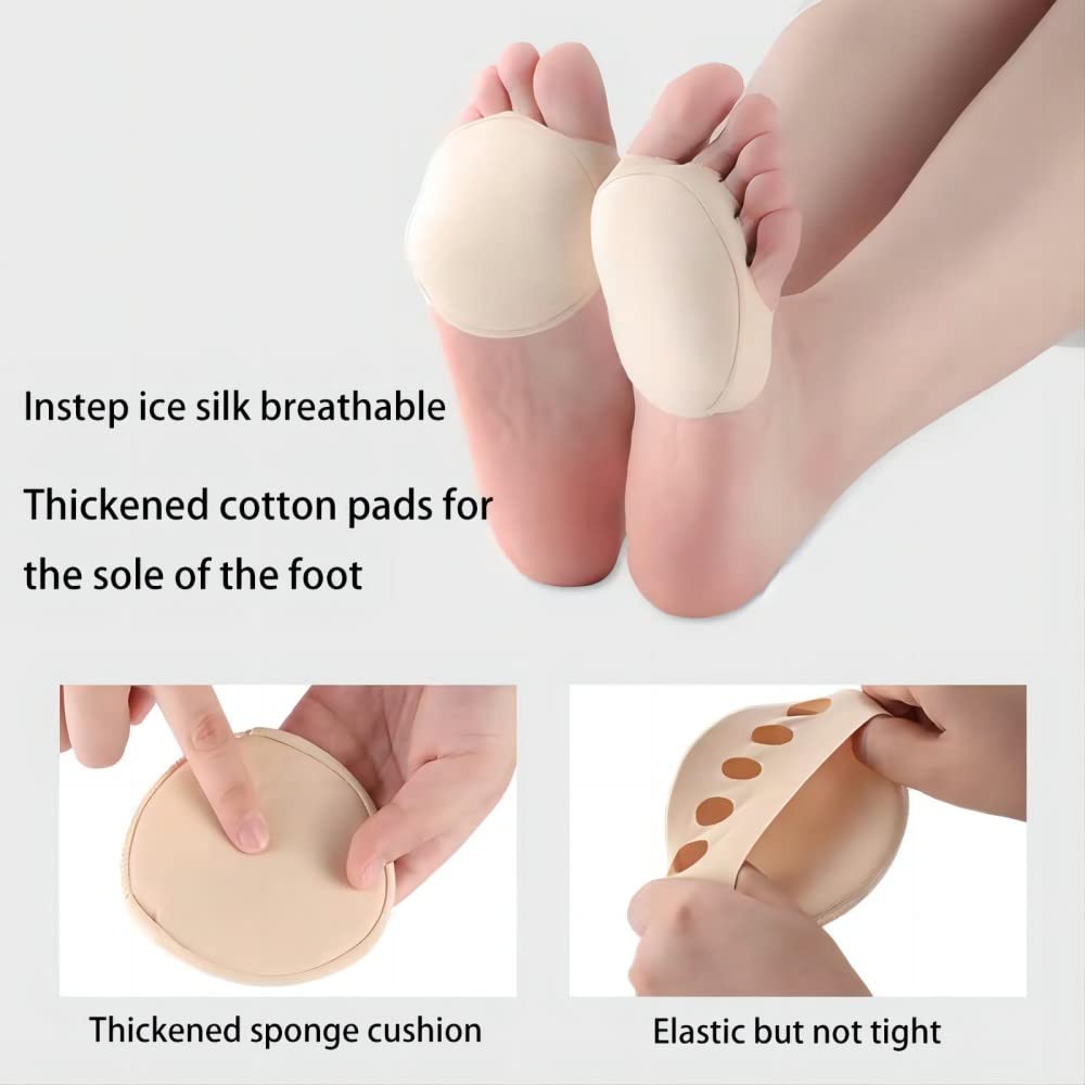 Fapiwen Forefoot Cushion Pads - Metatarsal Support Invisible Socks for Women & Men - Non-Slip Toe Socks with Reusable Gel Pads - Perfect for Sandals, High Heels & Ballet Flats (2 Pairs - Nude & Black) | Comfort for Long Wear, Dance & Fashion Shoes