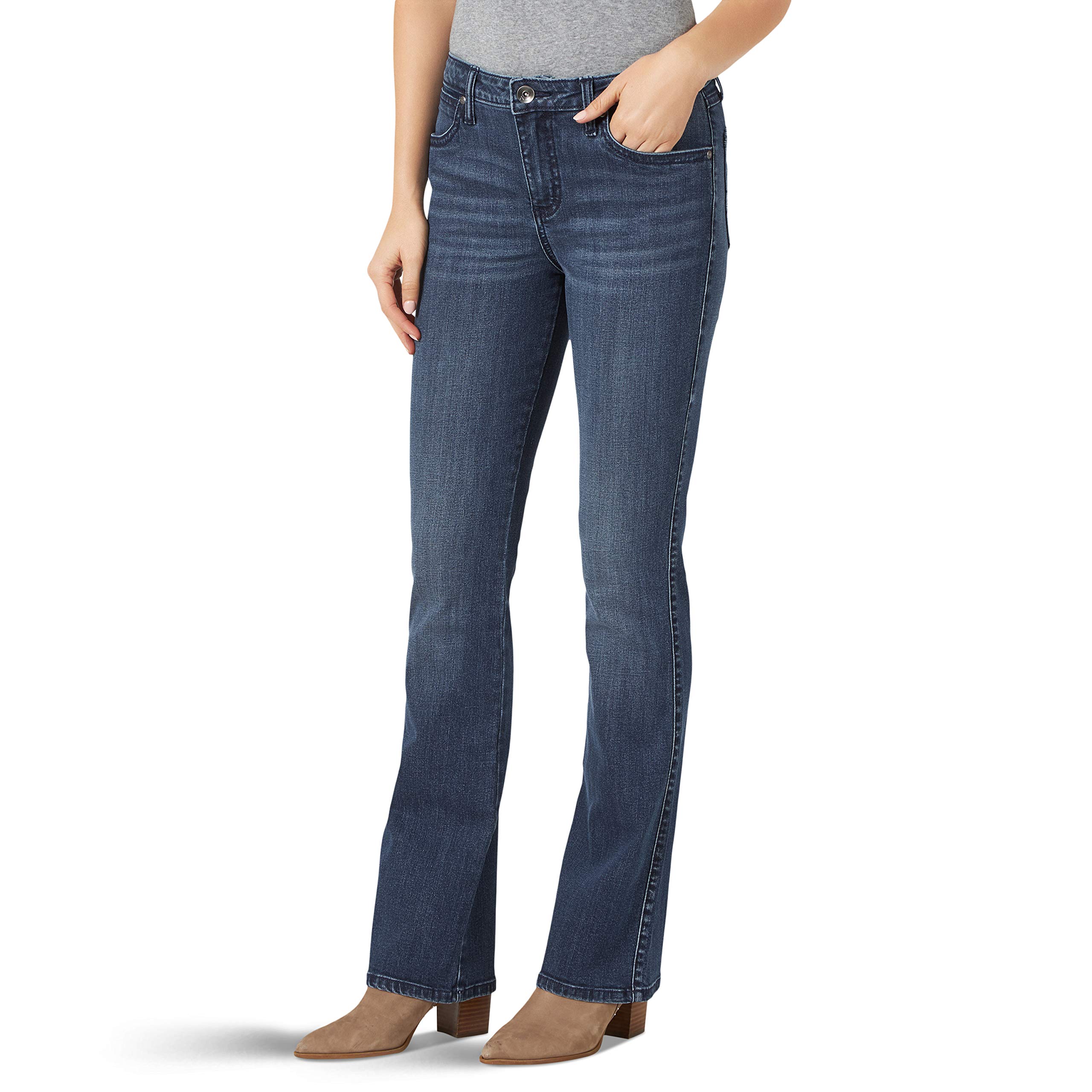 Wrangler Women's Aura Instantly Slimming Mid Rise Boot Cut Jeans - Flattering & Comfortable Denim Pants for Casual Wear, Work & Everyday Outfits