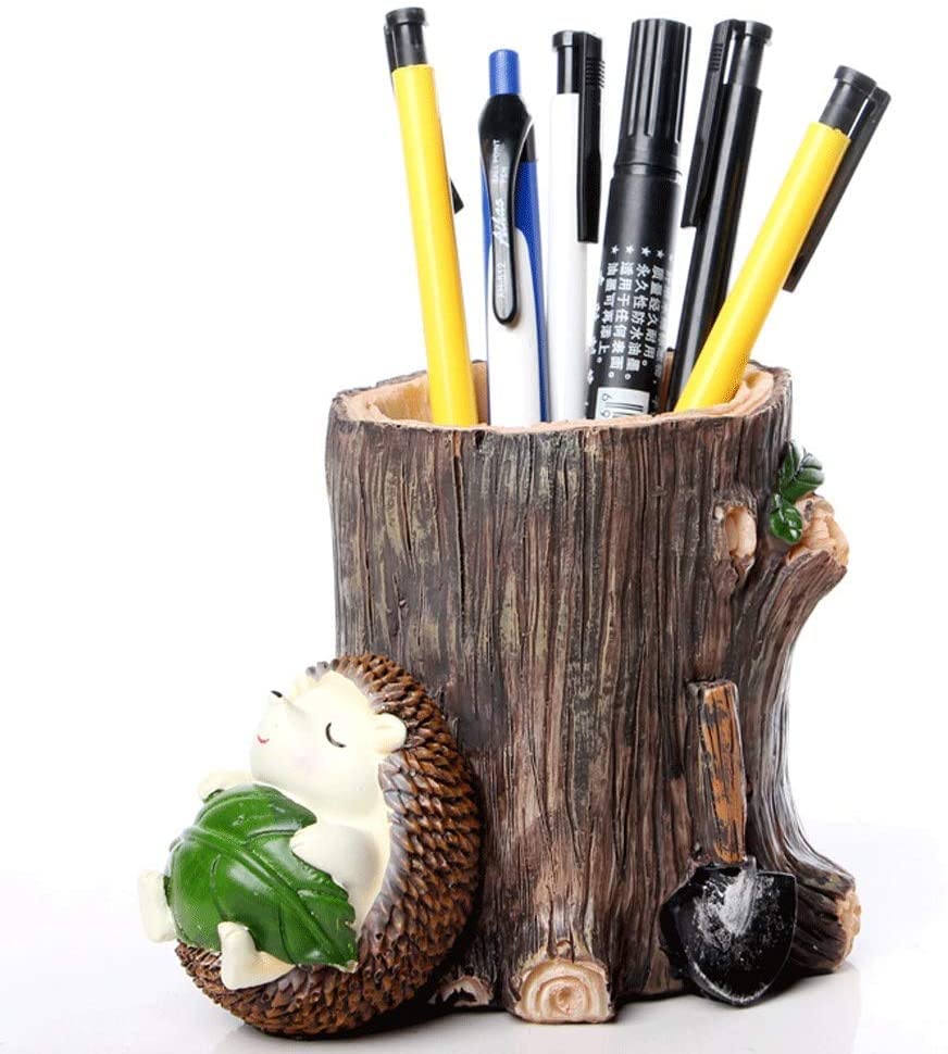 Cute Hedgehog Resin Pencil Holder - Desk Organizer for Pens, Pencils & Stationery - Perfect for Home Office, School & Birthday Gifts - Stylish Desktop Storage Solution