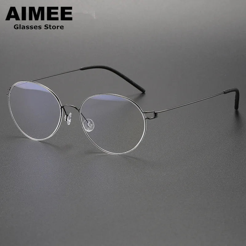 Aimee Women's Full Rim Oval Round Screwless Titanium Eyeglasses - Lightweight & Durable Eyewear for Work, Reading & Everyday Use