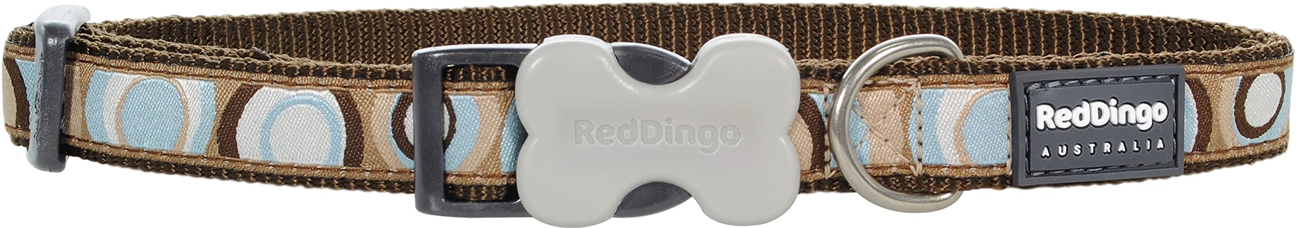 Red Dingo Circadelic Adjustable Dog Collar - 15mm Width, Brown Leather Pet Collar for Small to Medium Dogs - Perfect for Daily Walks, Training & Outdoor Adventures