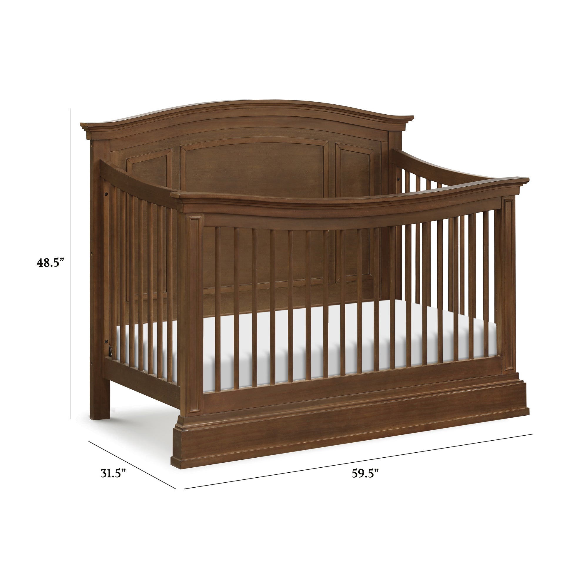 Durham 4-in-1 Convertible Baby Crib - White Nursery Furniture for Toddler to Full Size Bed | Perfect for Nursery, Bedroom & Guest Room
