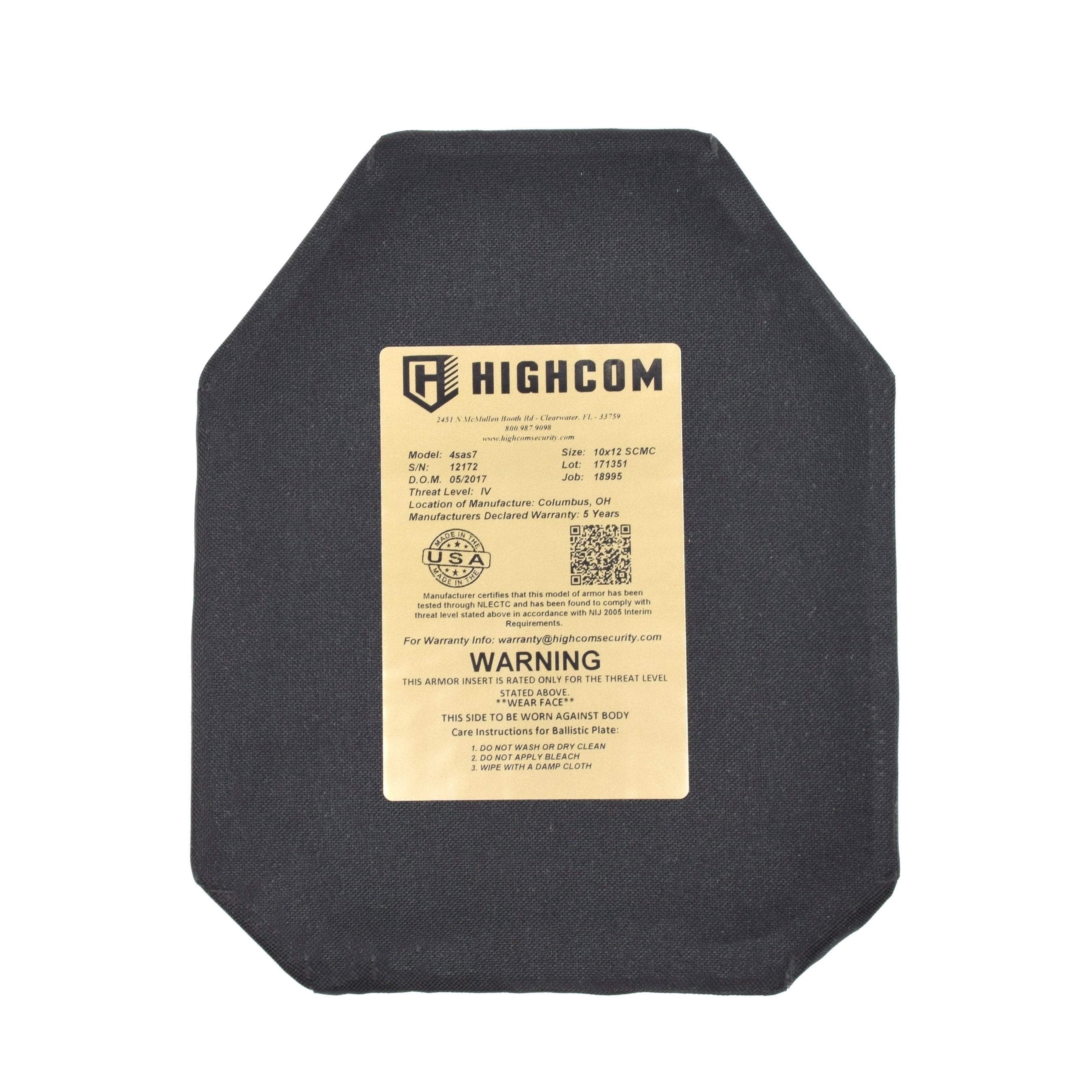 HighCom 4SAS7 Bulletproof Plates - Multi-Size Ballistic Armor for Tactical & Security Use - Bulk Orders (10+ Units) - Ideal for Military, Law Enforcement & Personal Protection