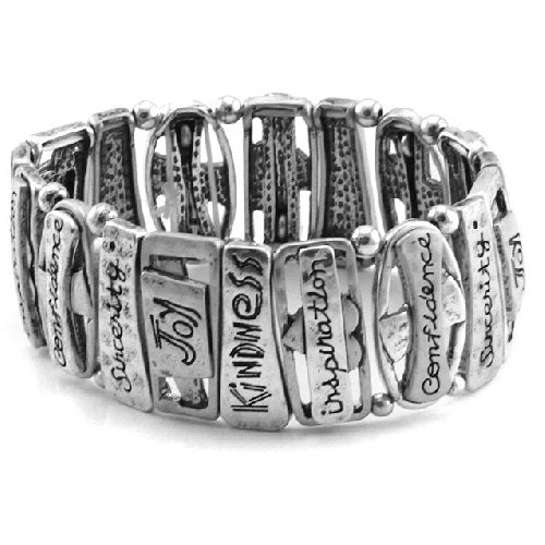 Inspirational Word Bracelet for Women - Motivational Silver Cuff Bangle - Perfect for Gifts, Daily Wear & Special Occasions