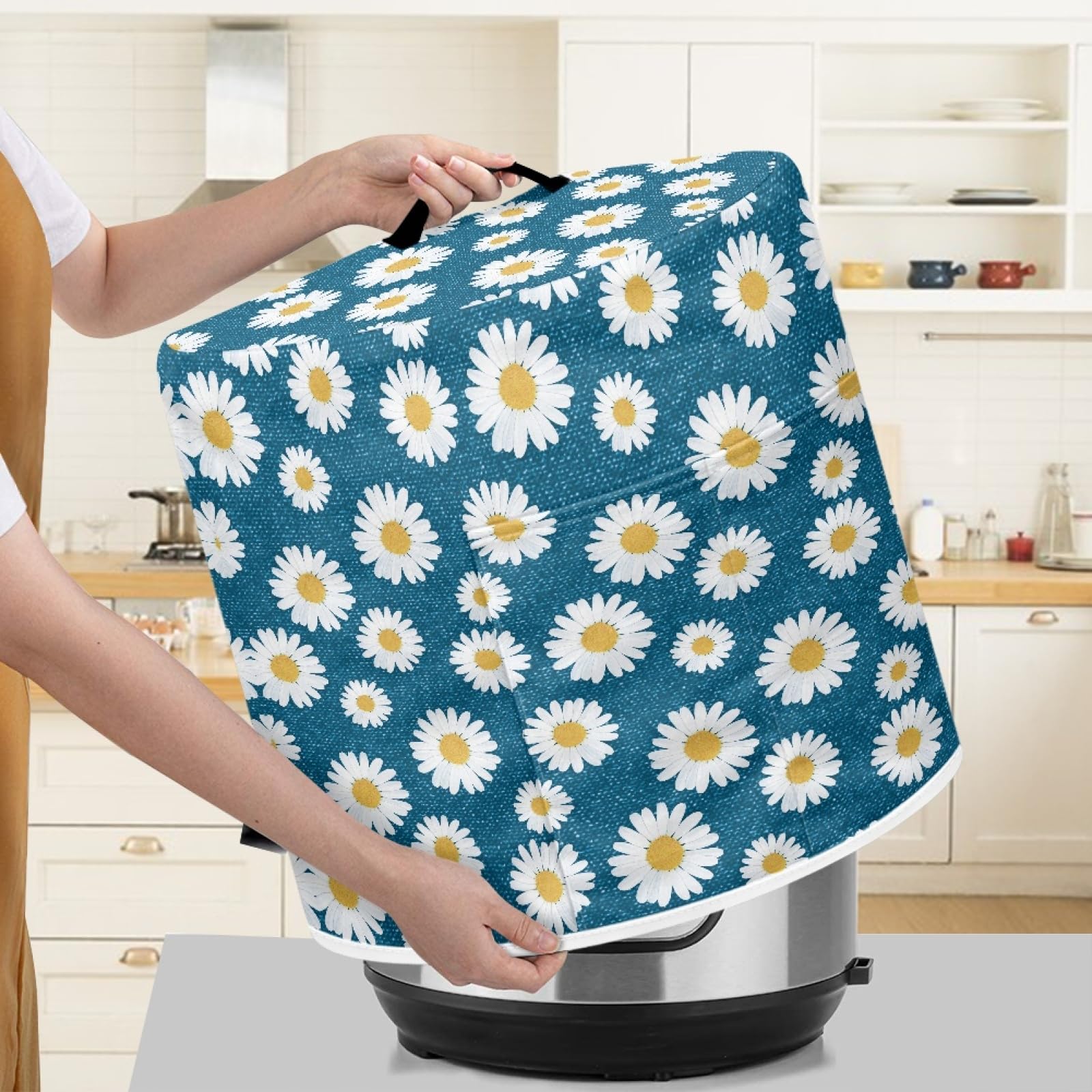 **6 qt Instant Pot Daisy Floral Pattern Pressure Cooker Cover with Pockets - Dust Protection for Rice Cooker, Air Fryer & Slow Cooker - Perfect for Kitchen Storage & Appliance Protection**