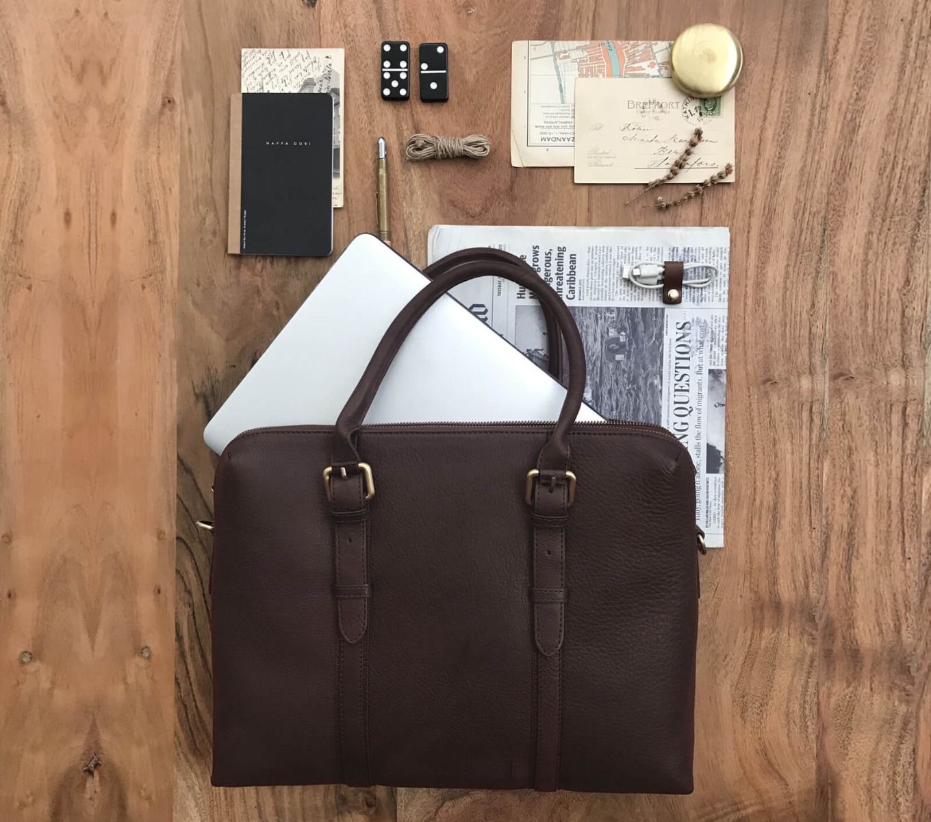 Premium Genuine Leather Dual Zip Laptop Bag for Men & Women - Stylish & Durable Business Backpack for Work, Travel & College (Fits 15.6 Inch Laptops)