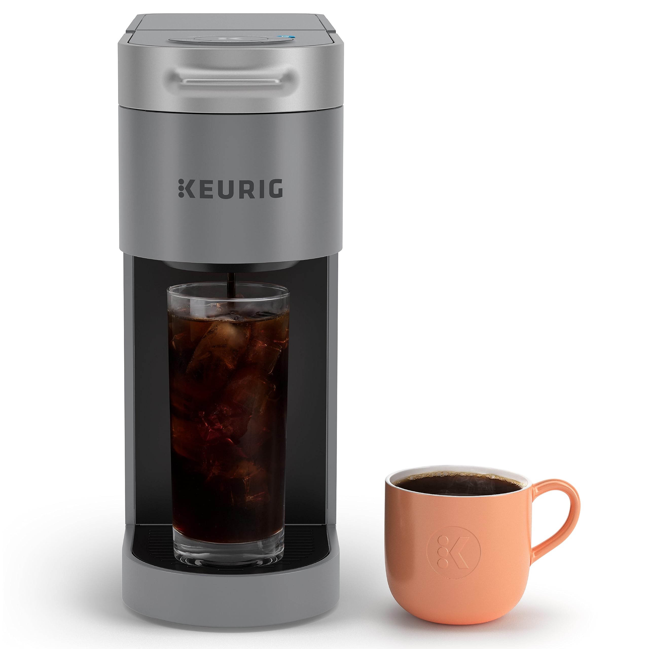 Keurig K-Slim + ICED Single Serve Coffee Maker - Compact & Fast Brewing for 8-12oz Cups (Gray) - Perfect for Home, Office, or Travel Use