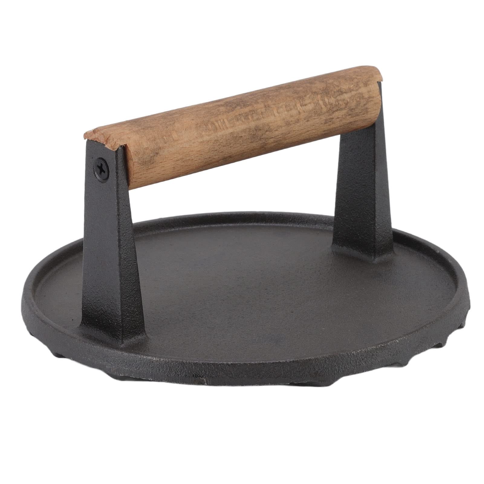 Heavy Duty Cast Iron Grill Press - 3 Lbs Bacon Press with Wooden Handle for Even Cooking & Juicy Meats | Perfect for Burgers, Steaks, Pancakes & Grilling at Home or Outdoor BBQ