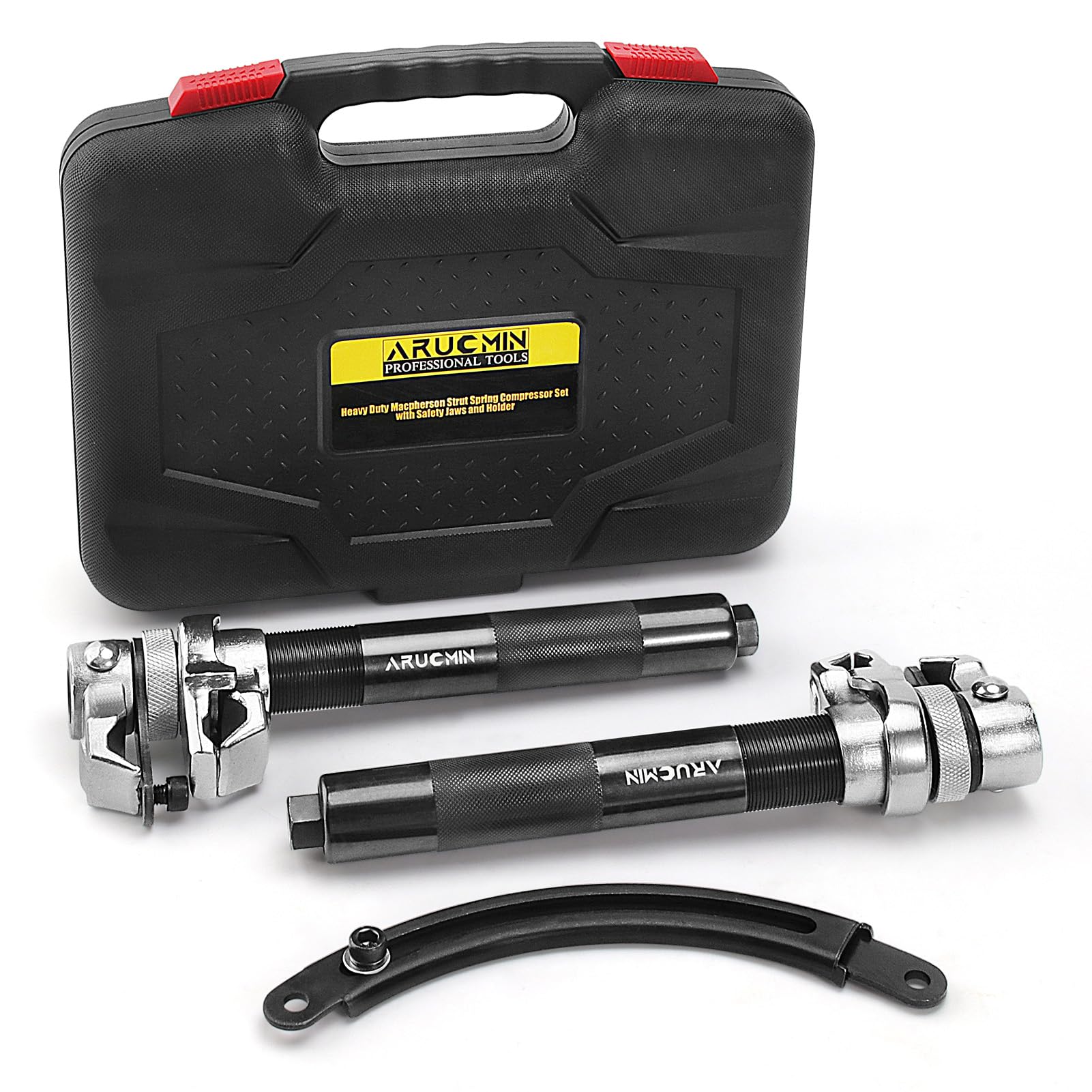 Heavy Duty Coil Spring Compressor Tool Kit - 2645 lb Capacity MacPherson Strut Spring Compressor Set with Safety Bracket for Car & Truck Suspension Repair | Garage & Auto Shop Use