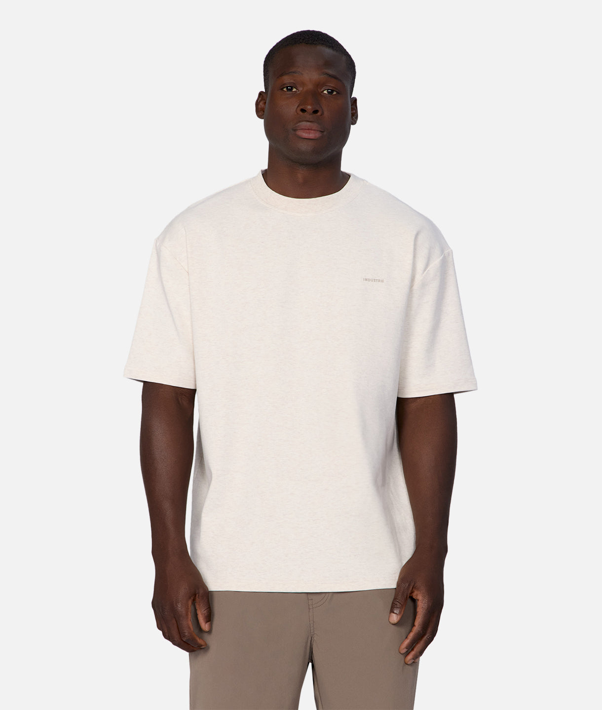 The Newport Tee - Soft Chalk Marl Cotton T-Shirt for Men | Casual Everyday Wear & Layering Essential