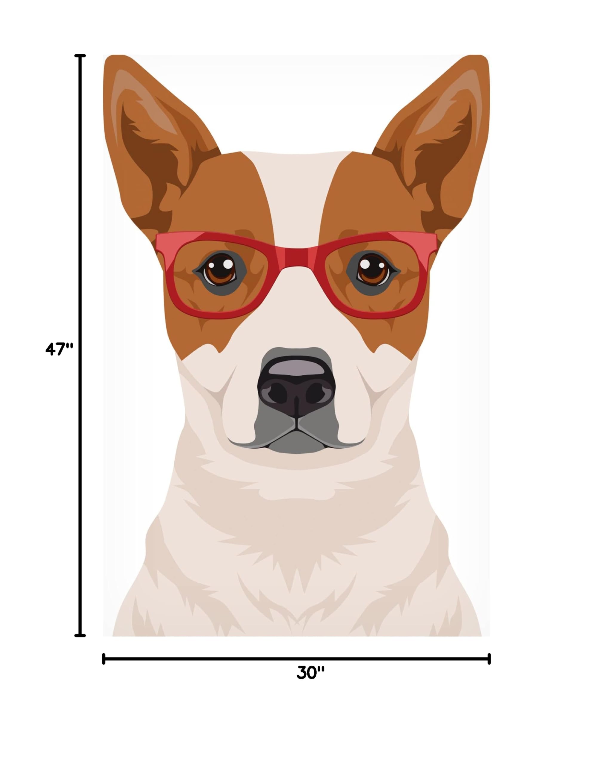 Trademark Fine Art 'Australian Cattle Dog Wearing Hipster Glasses' Canvas Wall Art Print - Modern Pet Portrait Decor for Living Room, Bedroom & Office