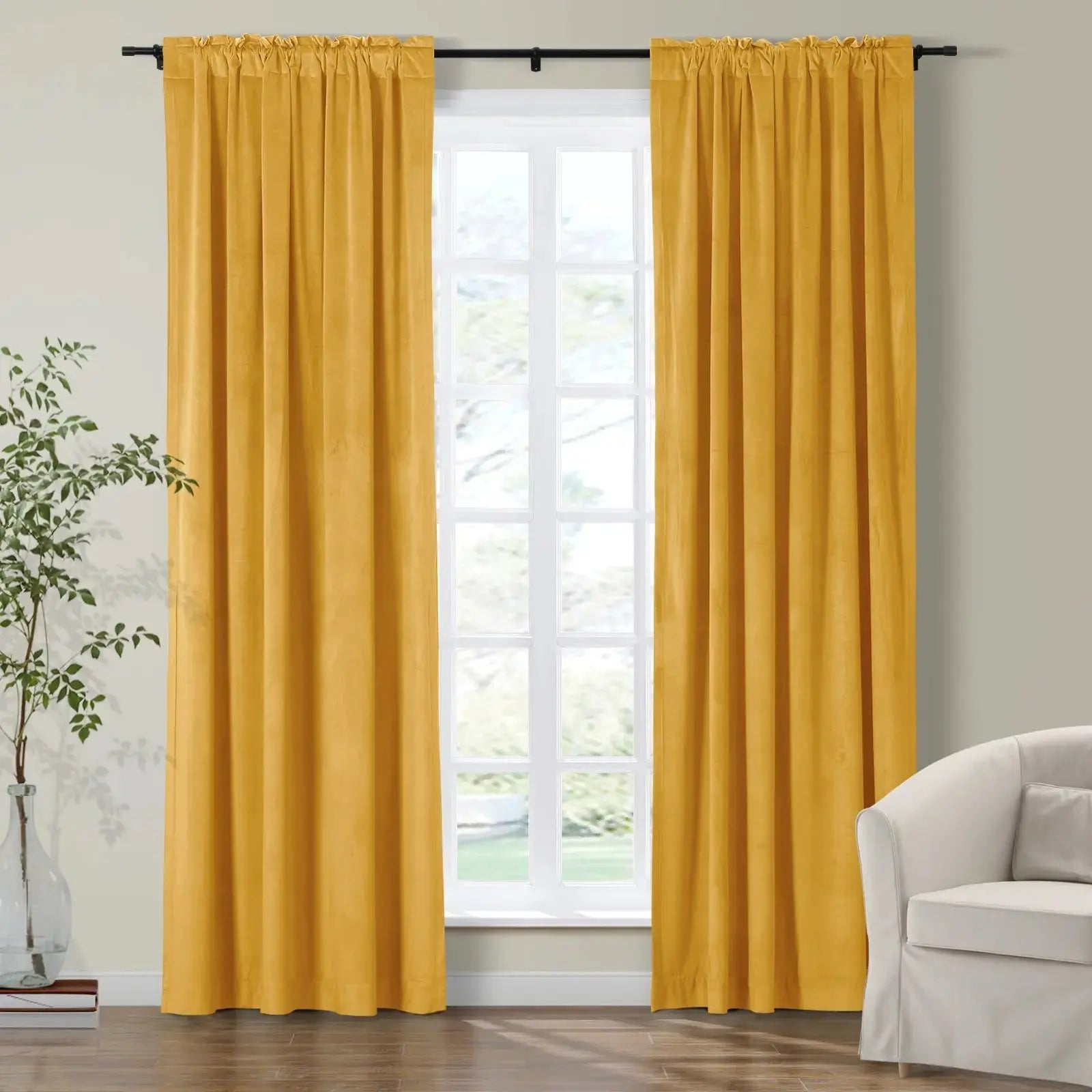 Luxury Birkin Velvet Curtains - Soft Blackout Drapes for Living Room & Bedroom - Premium Soundproof Thermal Insulated Window Treatments for Home Decor