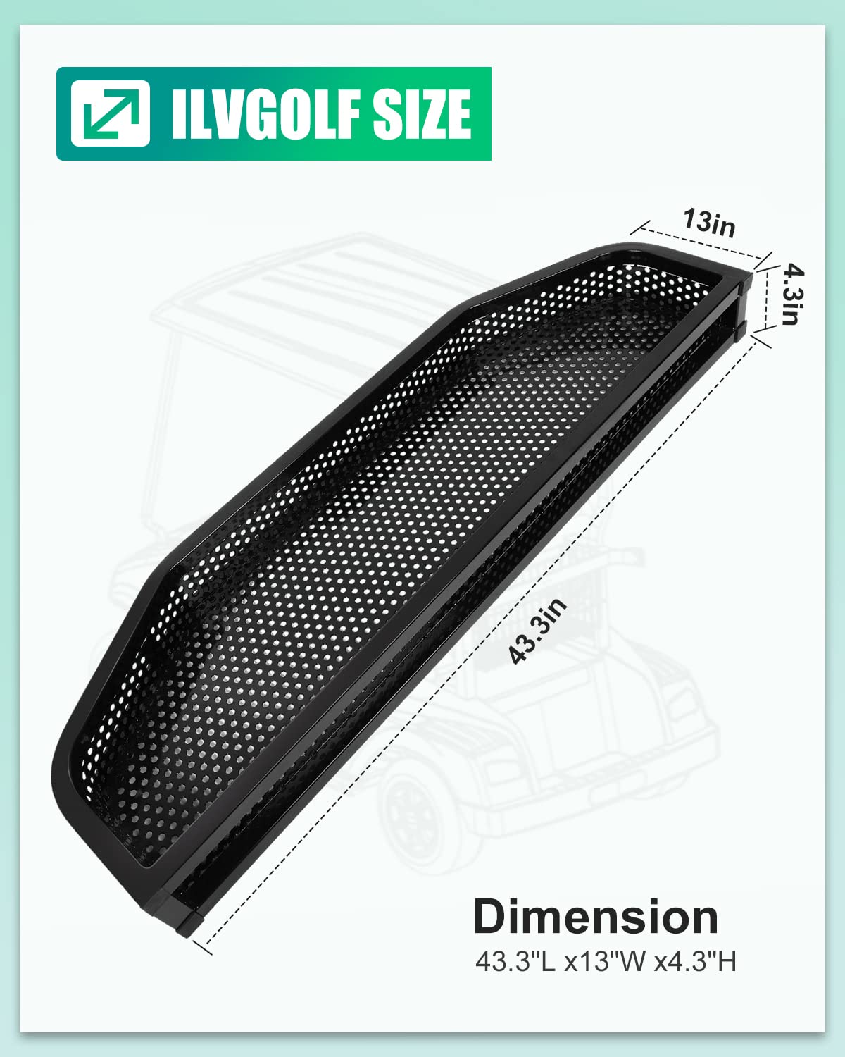 Heavy Duty Steel Mesh Front Basket for EZGO TXT Golf Cart - Black Storage Organizer with Mounting Brackets | Perfect for Golf Gear, Coolers & Accessories | Golf Course & Outdoor Use