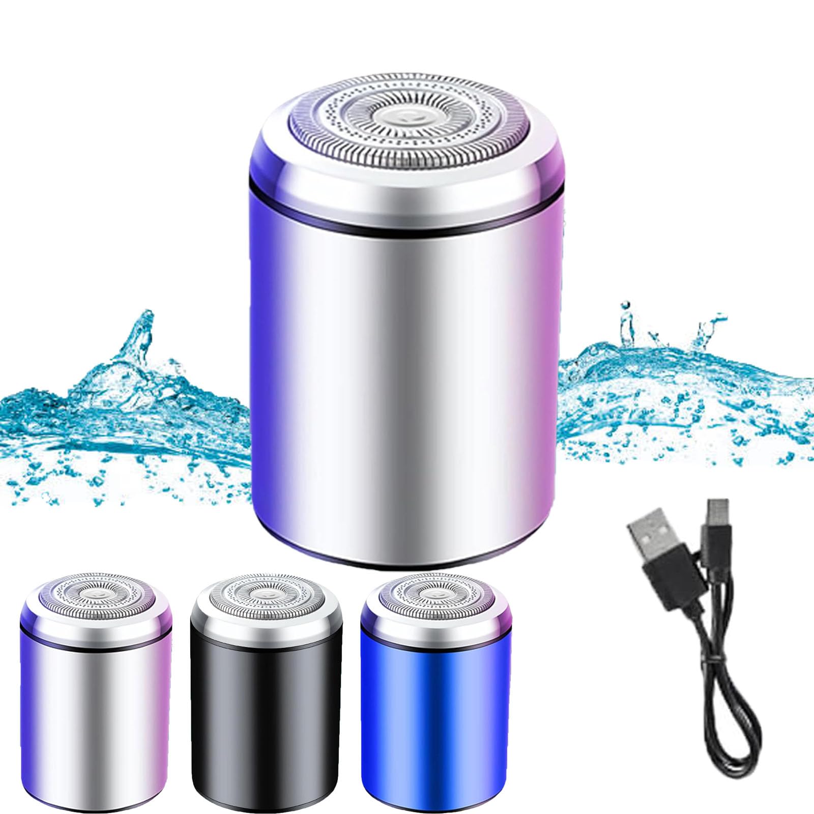 Enspiracle Mini Portable Electric Shaver - Compact & Rechargeable Travel Razor for Men & Women - Waterproof & Washable - Perfect for Gym, Travel & On-the-Go Grooming (Silver, 1 Pack)