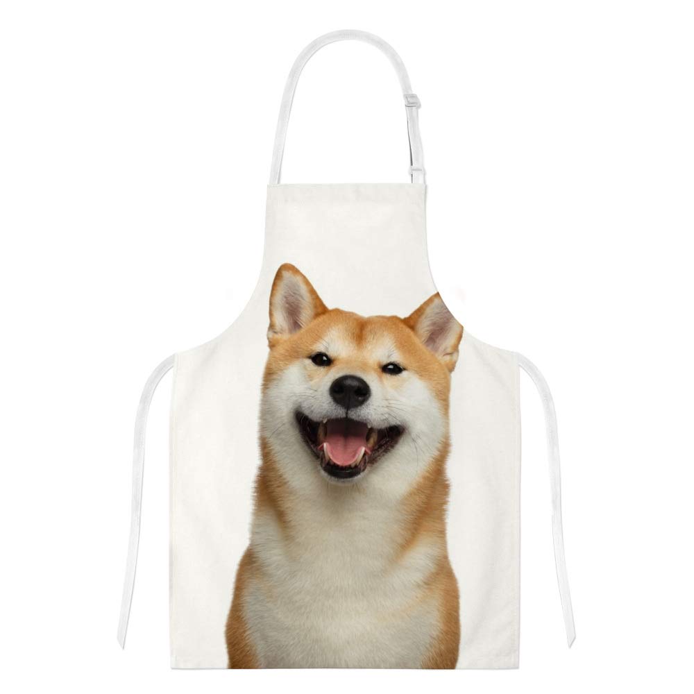 Premium Kitchen Apron Set with Pockets - Adjustable Dog Print Cooking Apron, Heat-Resistant Oven Mitt & Pot Holder (3-Piece) - Ideal for Baking, Grilling & Home Cooking - Cute Shiba Inu Design