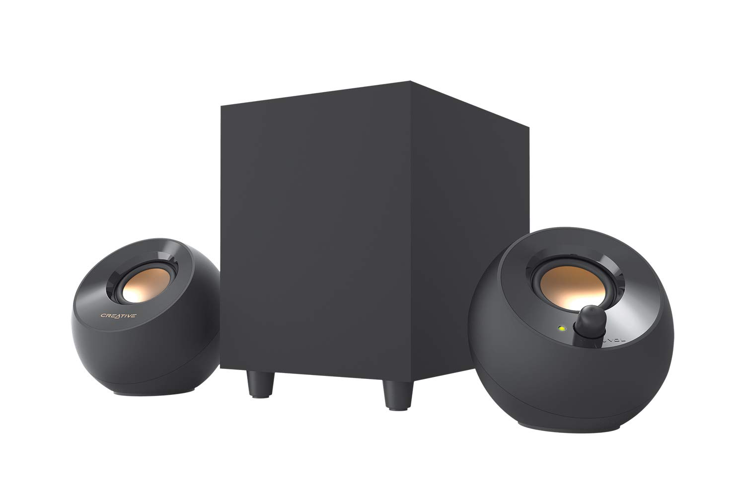 Creative Pebble Plus 2.1 USB-Powered Desktop Speakers with Down-Firing Subwoofer, Far-Field Drivers, 8W RMS Power for PC & Laptop – Ideal for Home Office, Gaming, and Multimedia (Black)