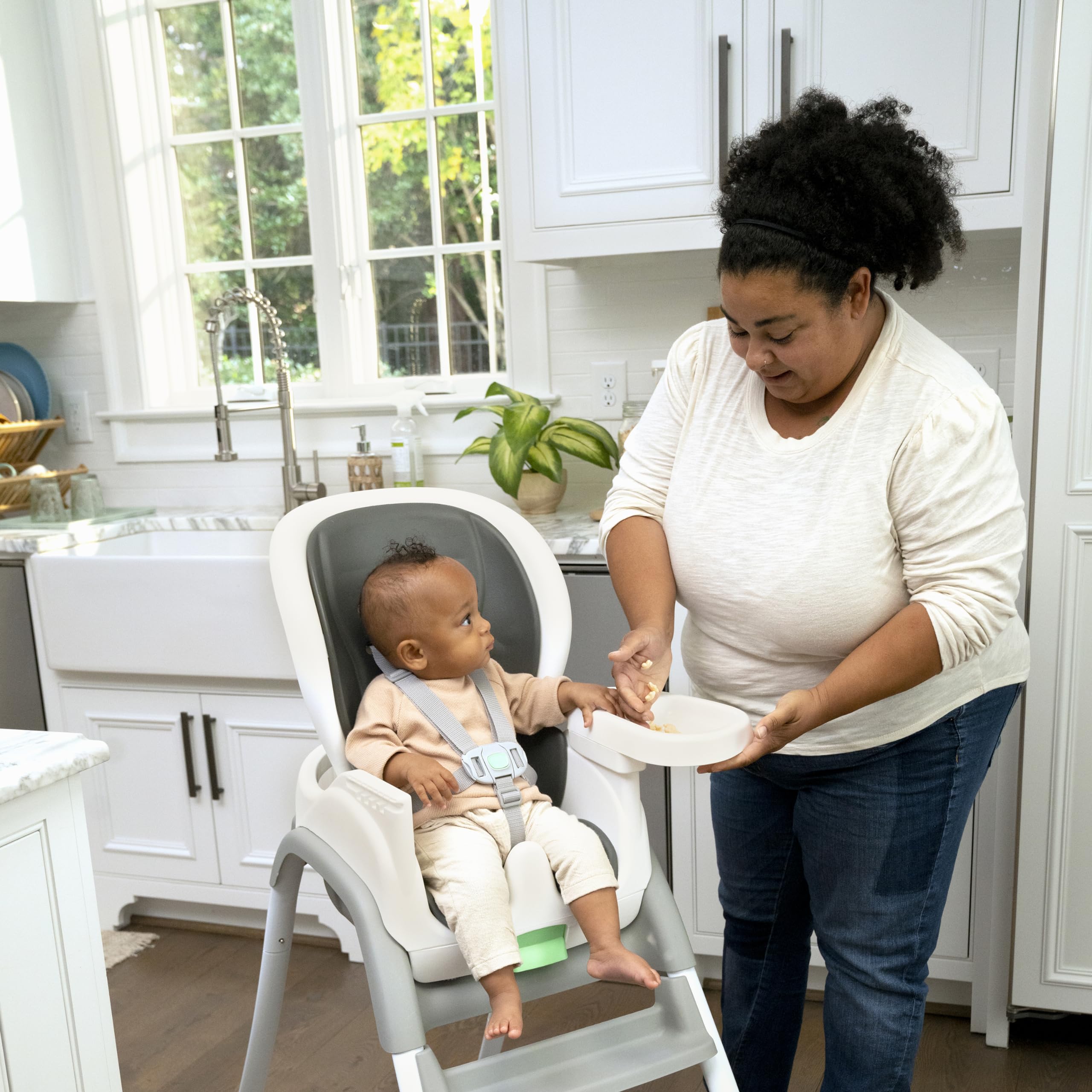 Ingenuity Full Course SmartClean 6-in-1 High Chair with EVA Foam Seat, 5-Point Safety Harness & 2 Dishwasher-Safe Trays - Slate Gray - Perfect for Babies & Toddlers at Mealtime