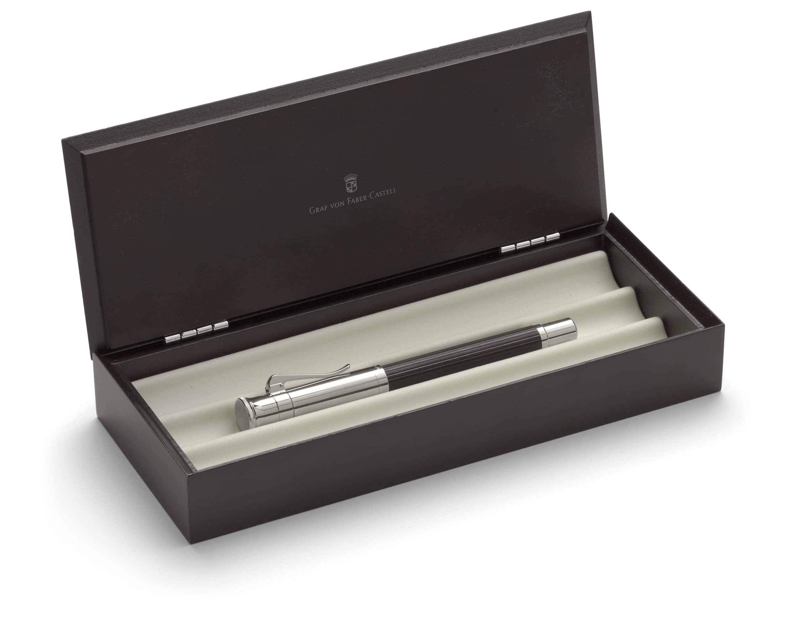 Premium Graf von Faber-Castell Classic Collection Fountain Pen - Granadilla Wood with Platinum Coating (Model 145533) | Luxury Writing Instrument for Professionals, Collectors & Gift Occasions